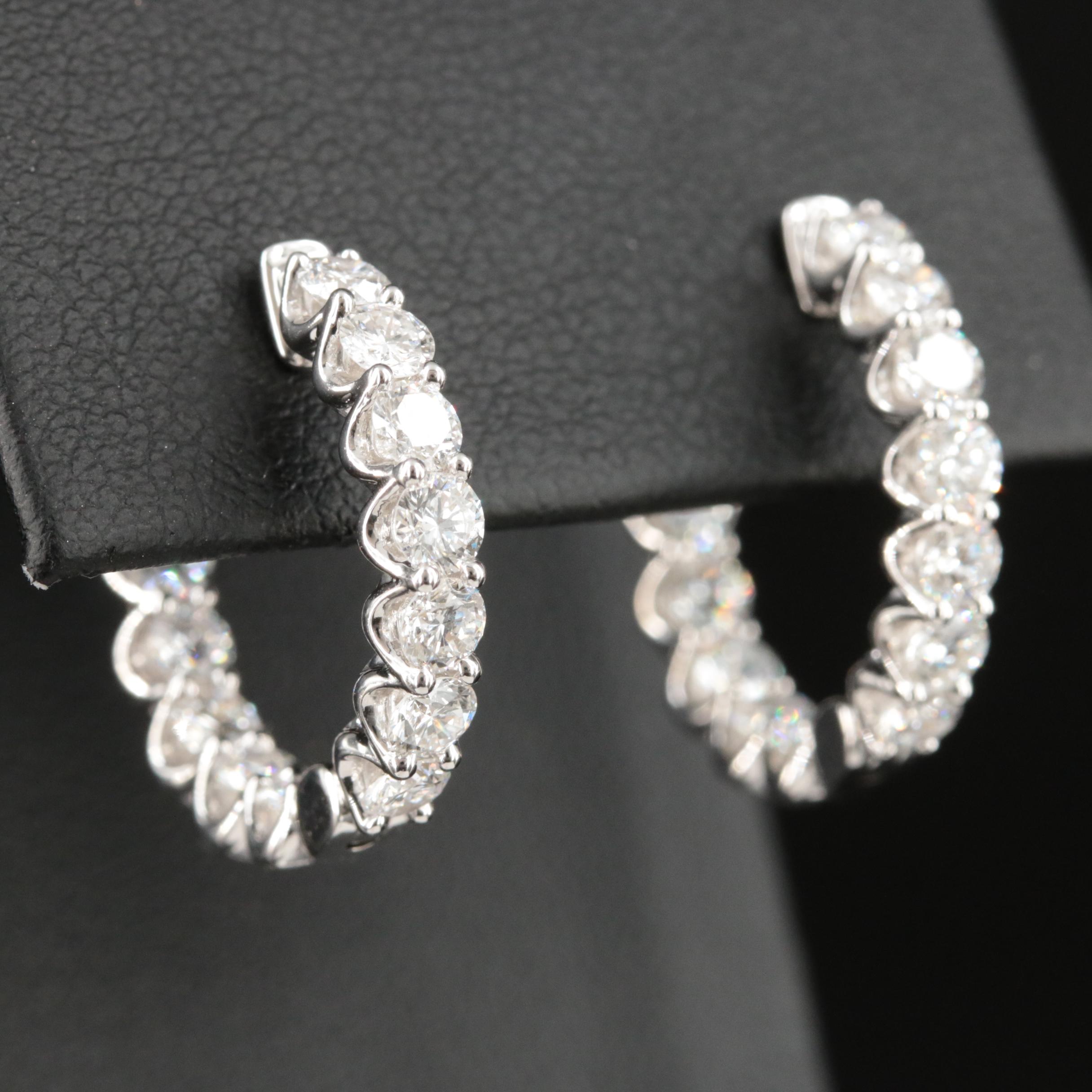 14K 2.28 CTW Lab Grown Diamond Inside-Out Hoop Earrings