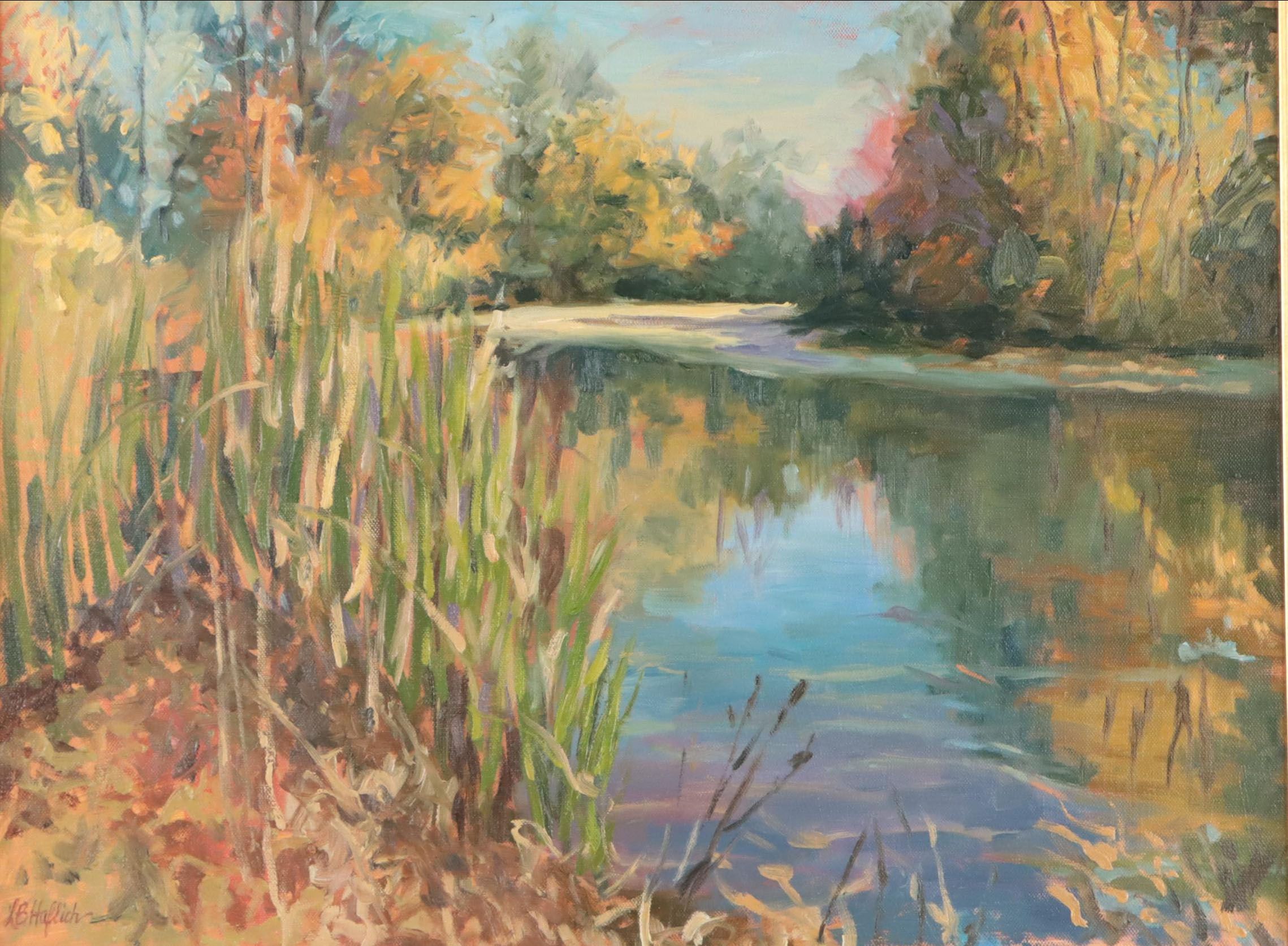 Lesley Haflich Oil Painting of River Landscape