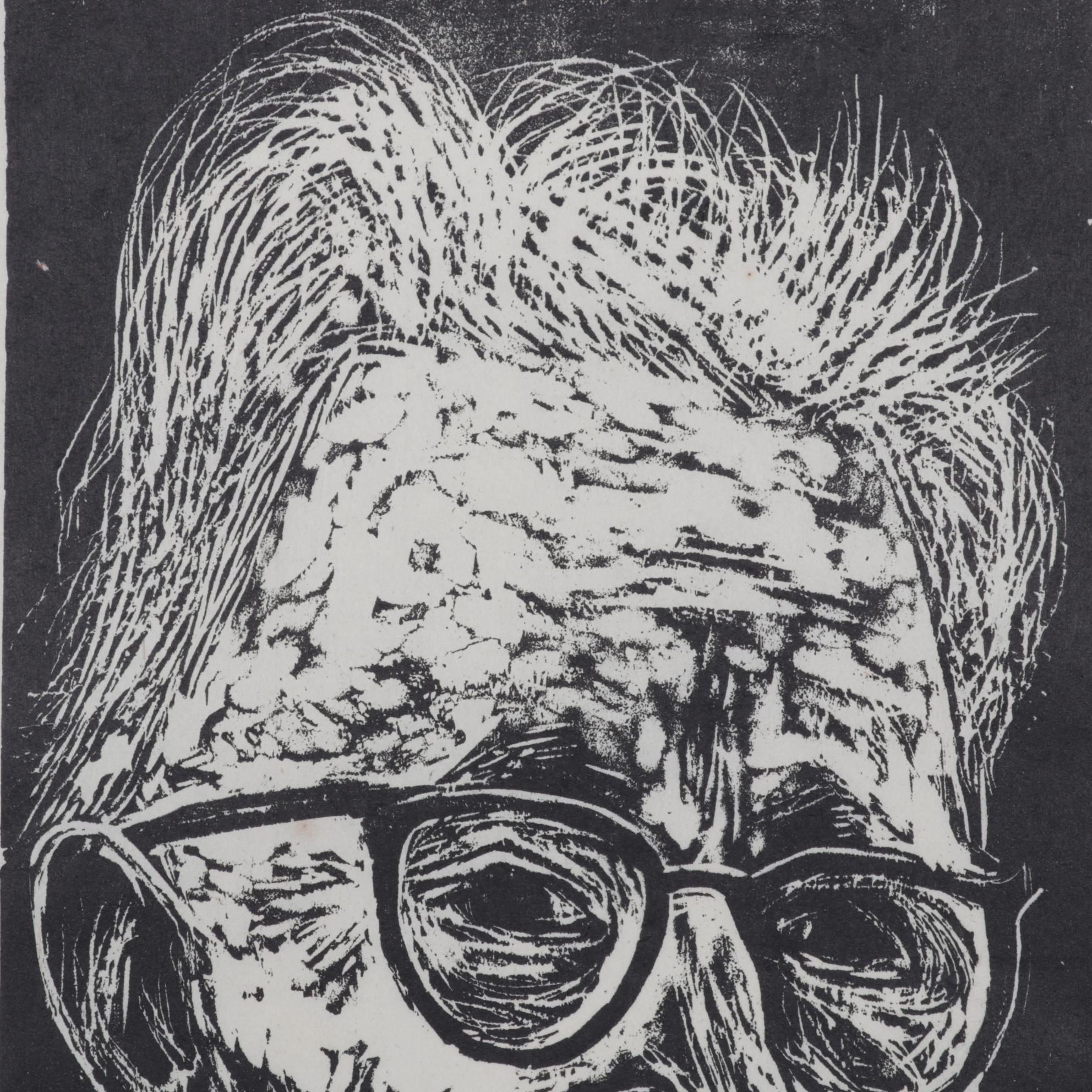 Sidney Chafetz Woodcut "A. J. Muste," 1967