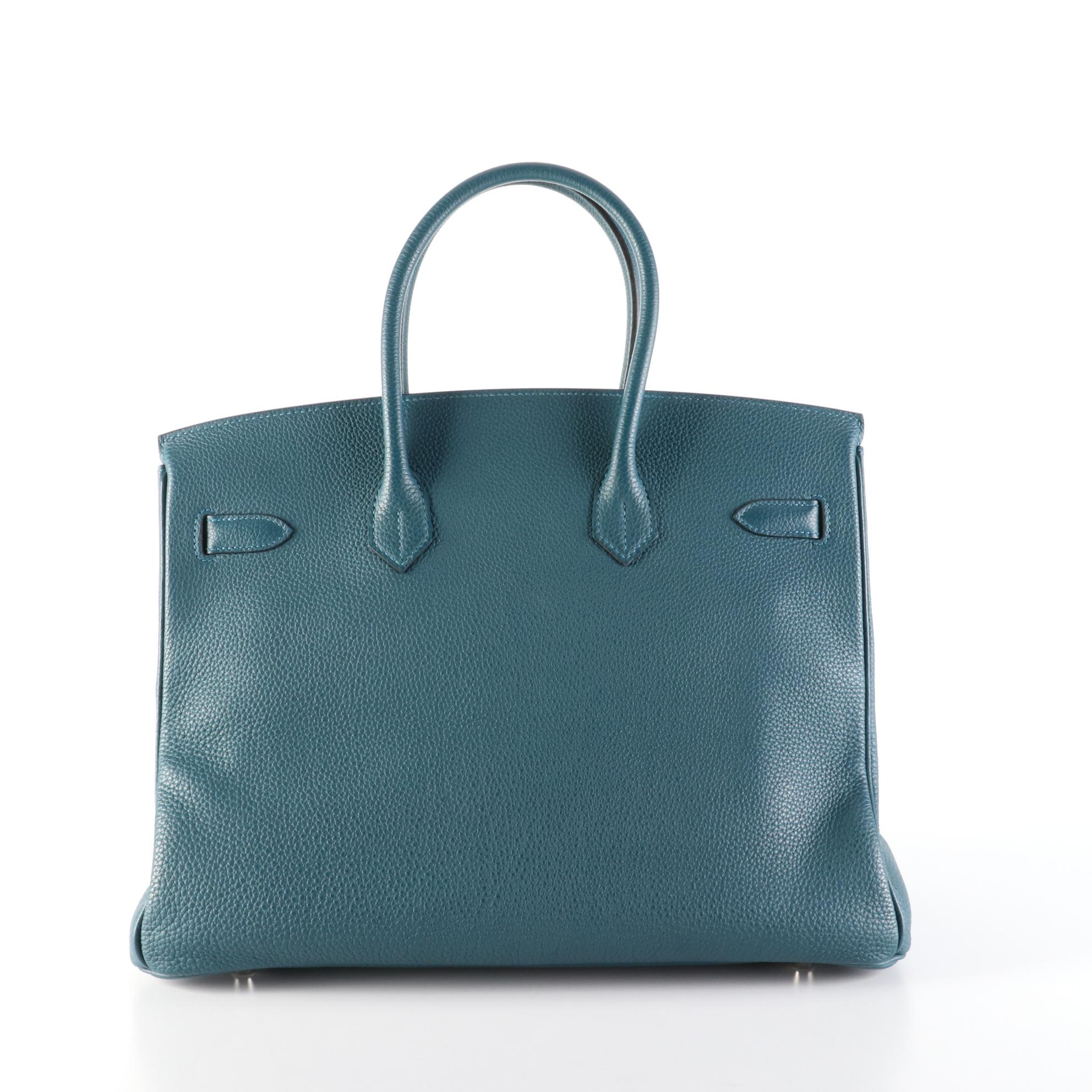 Hermès Birkin 35 Satchel in Blue Colvert Togo Leather