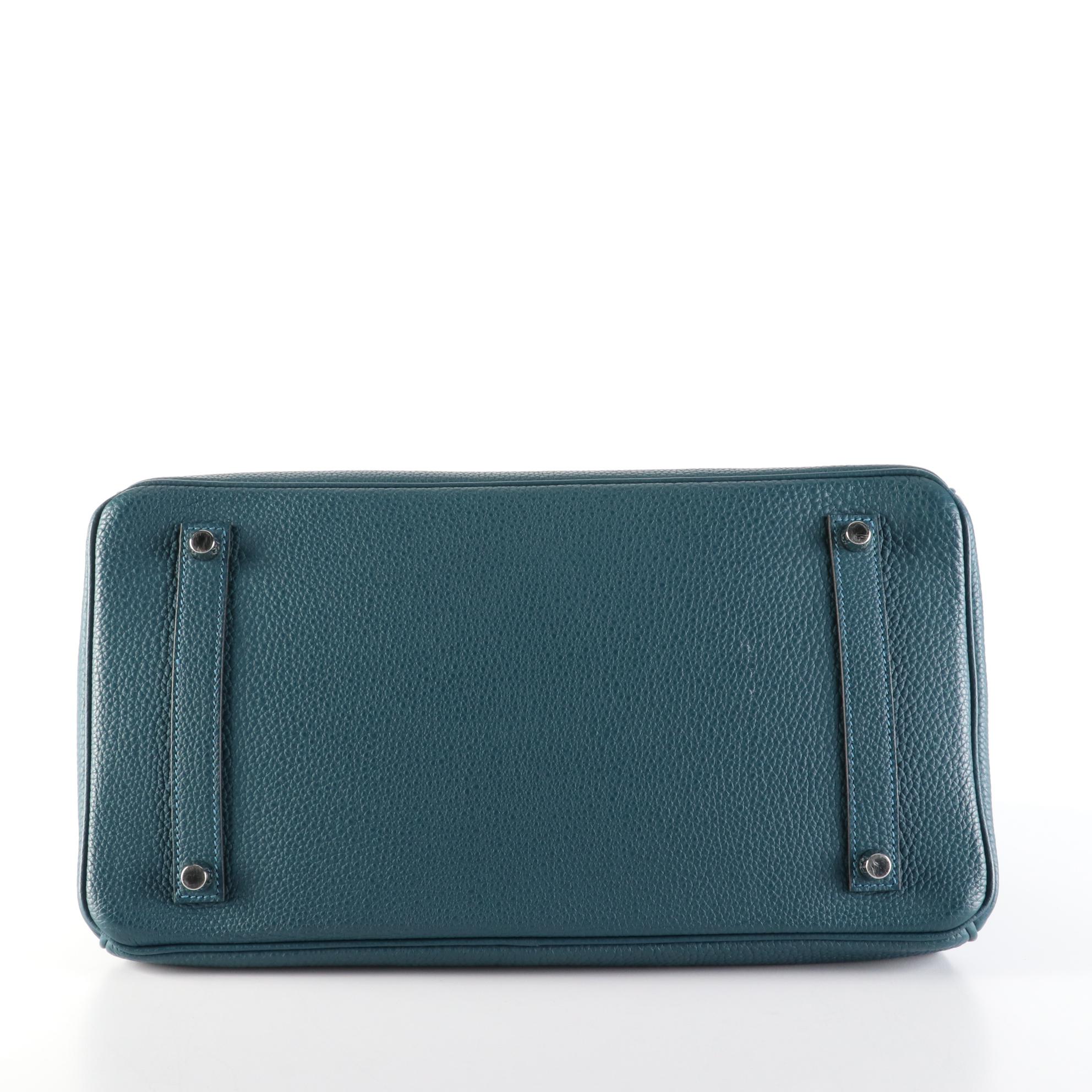 Hermès Birkin 35 Satchel in Blue Colvert Togo Leather