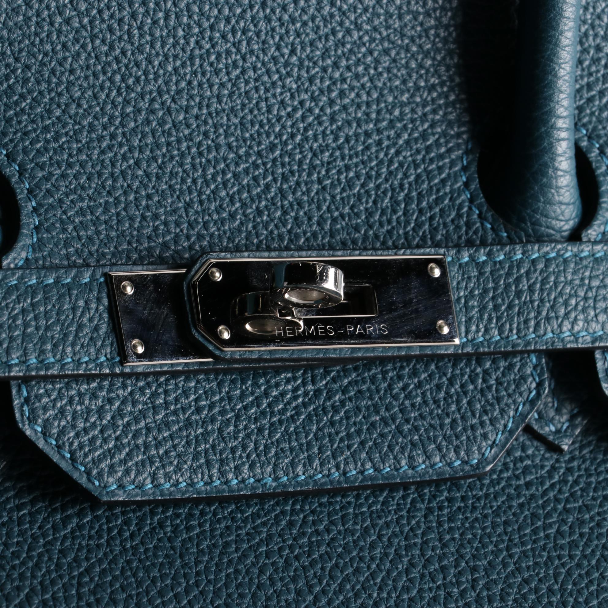 Hermès Birkin 35 Satchel in Blue Colvert Togo Leather