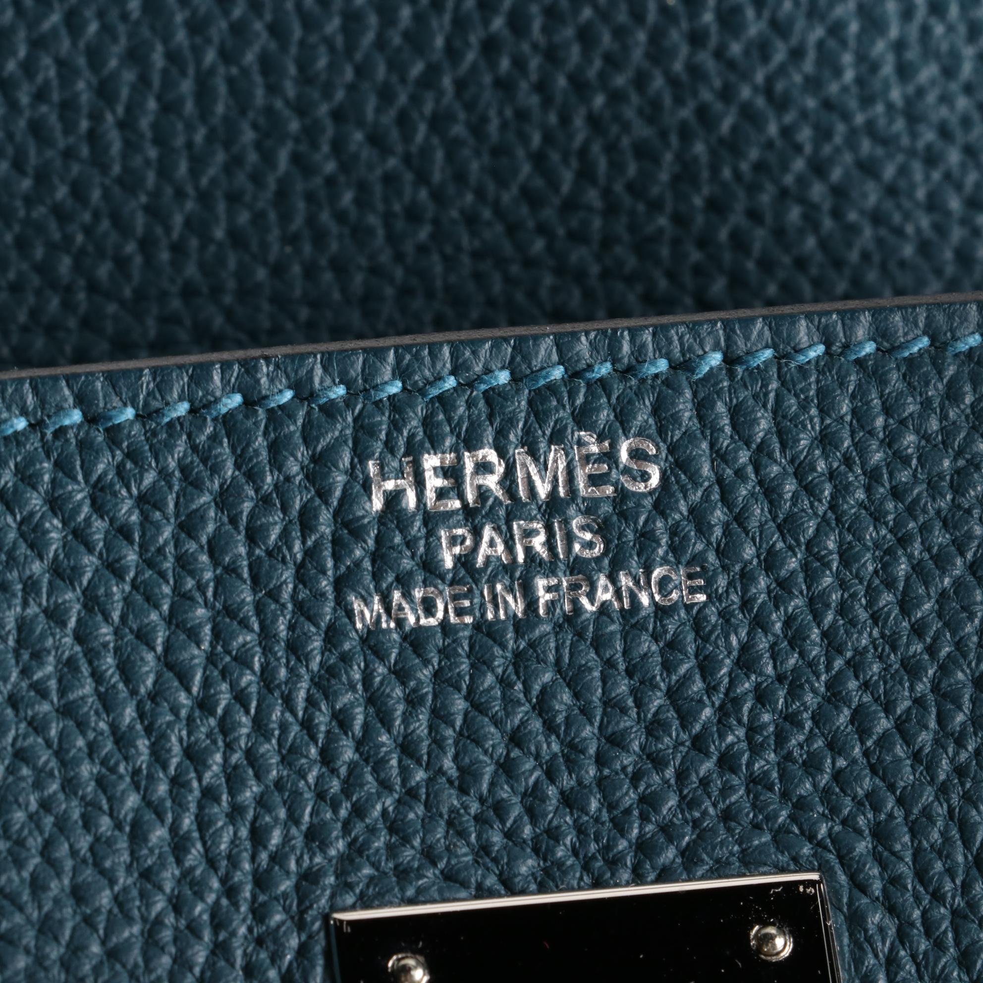 Hermès Birkin 35 Satchel in Blue Colvert Togo Leather