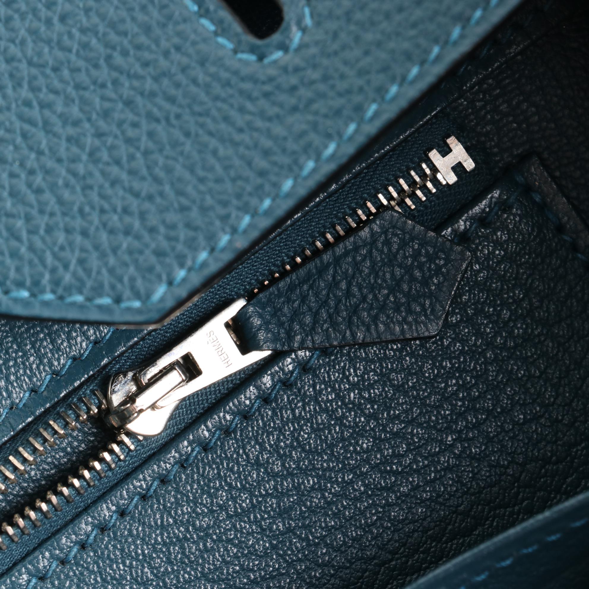 Hermès Birkin 35 Satchel in Blue Colvert Togo Leather