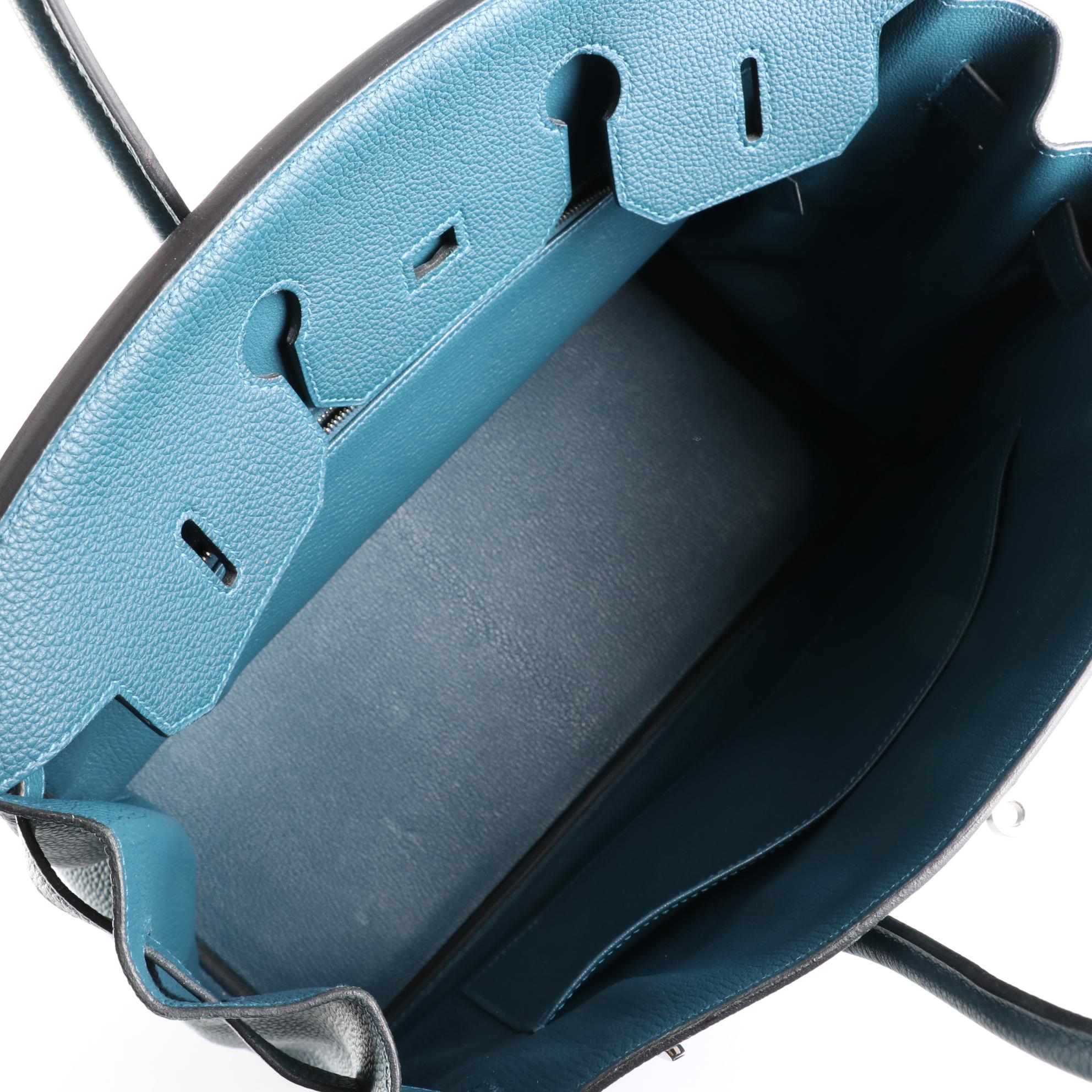 Hermès Birkin 35 Satchel in Blue Colvert Togo Leather