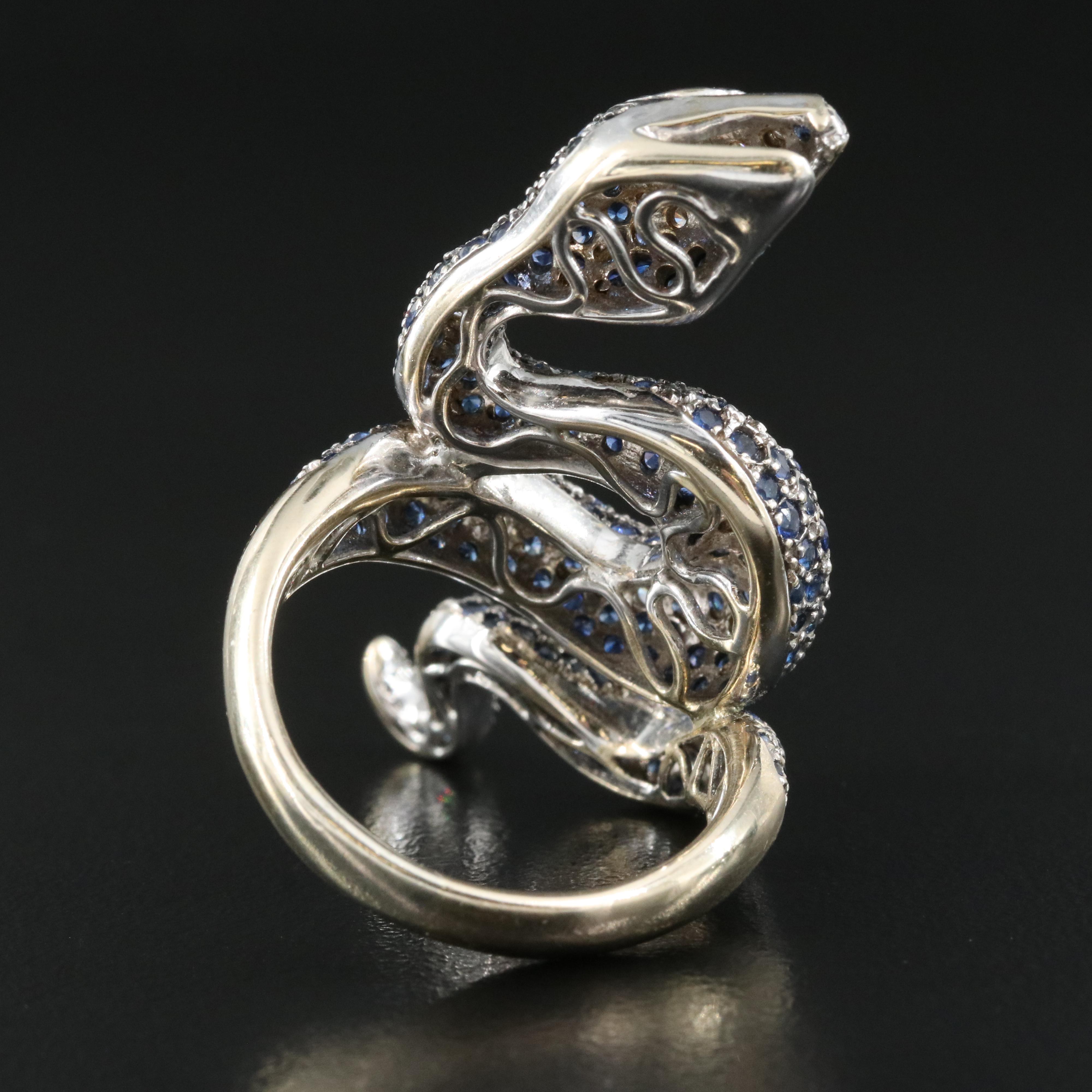 18K Sapphire, Diamond and Ruby Snake Ring