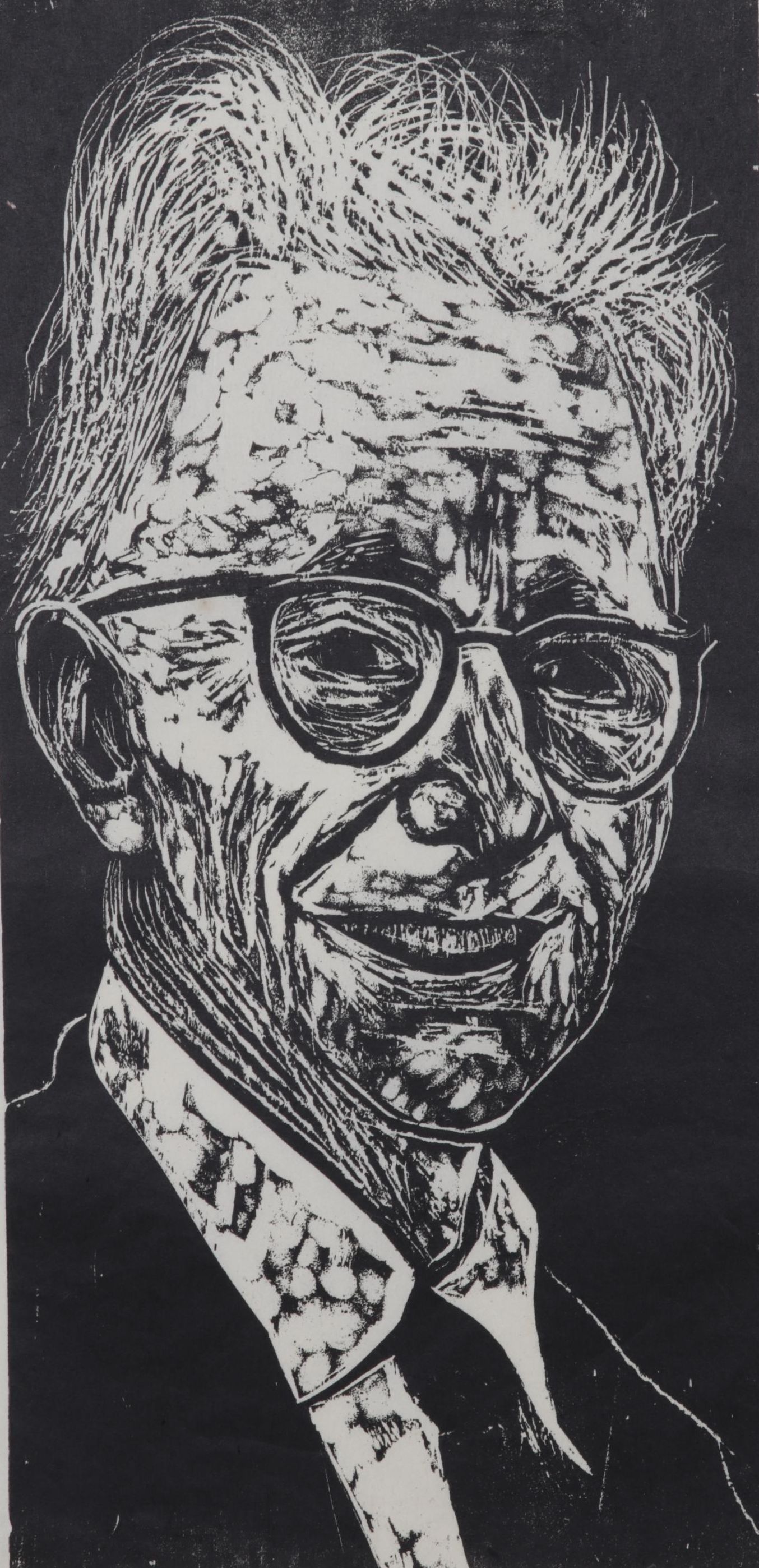 Sidney Chafetz Woodcut "A. J. Muste," 1967