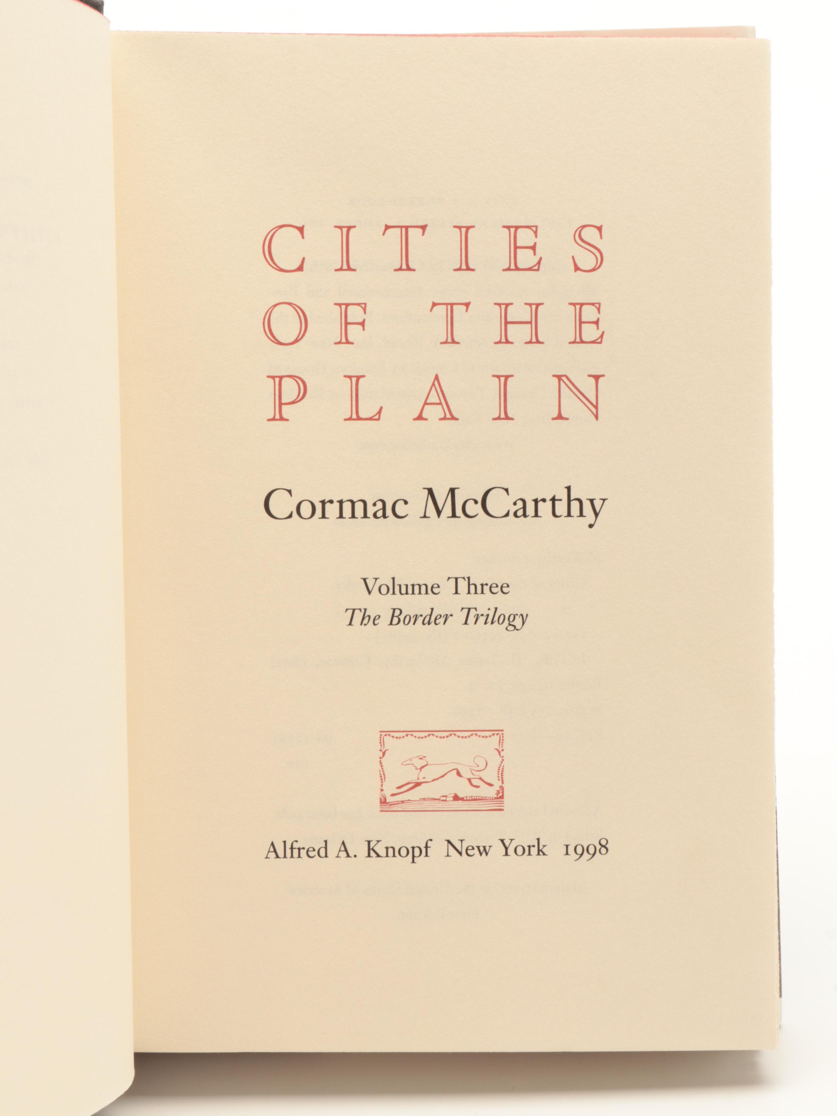 "The Border Trilogy" by Cormac McCarthy Including First Editions