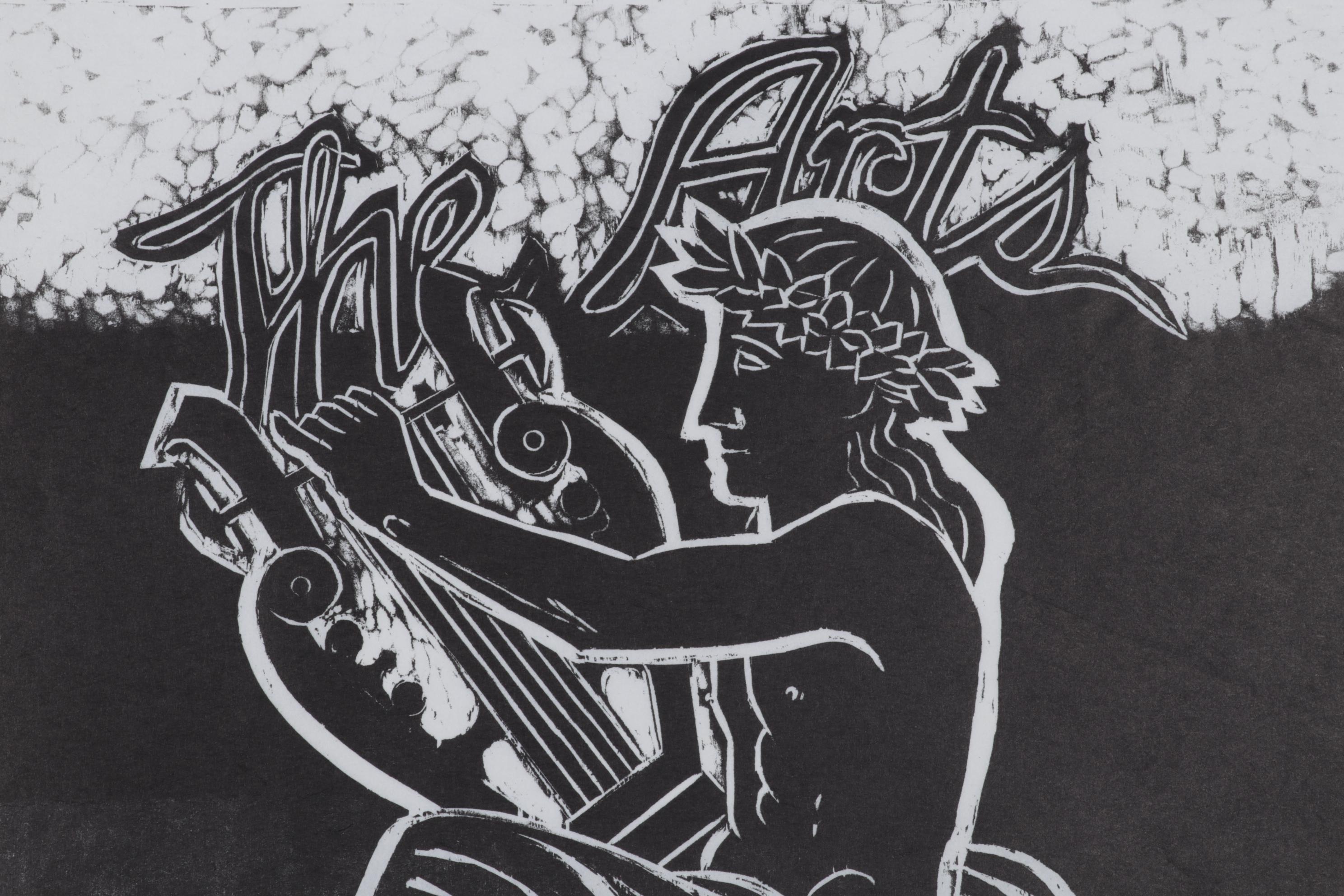 Sidney Chafetz Woodcut "College of the Arts," 1978