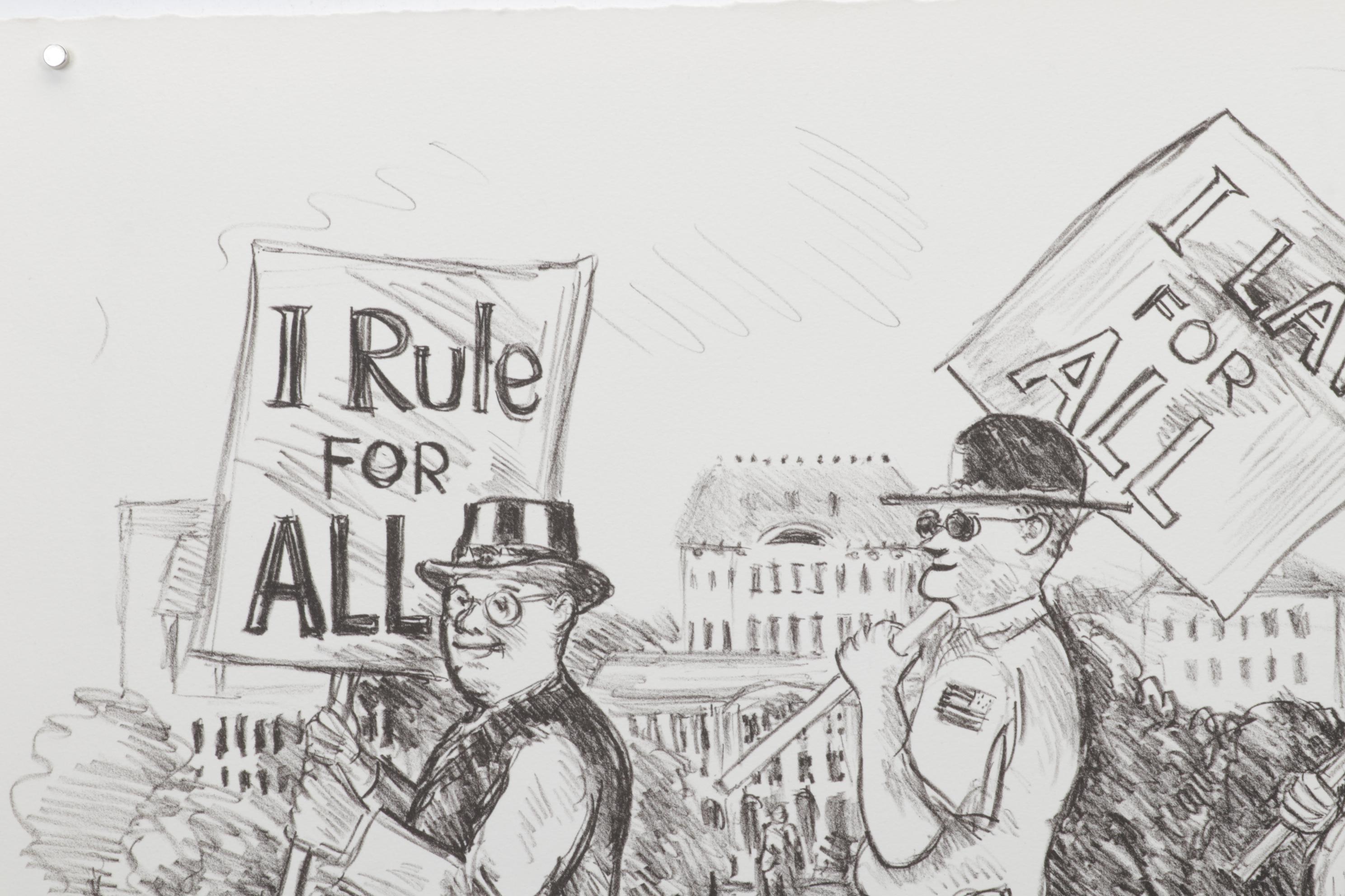 Sidney Chafetz Lithograph "Pickets," 1987