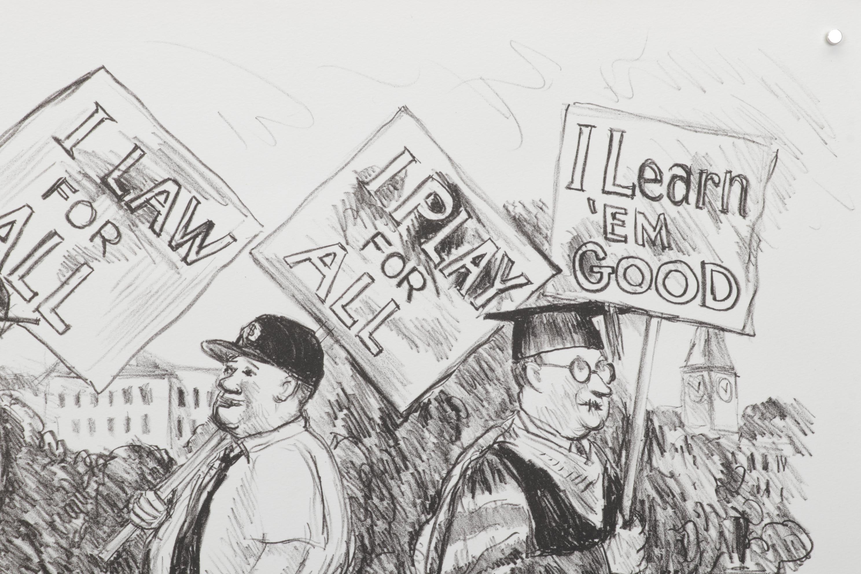 Sidney Chafetz Lithograph "Pickets," 1987