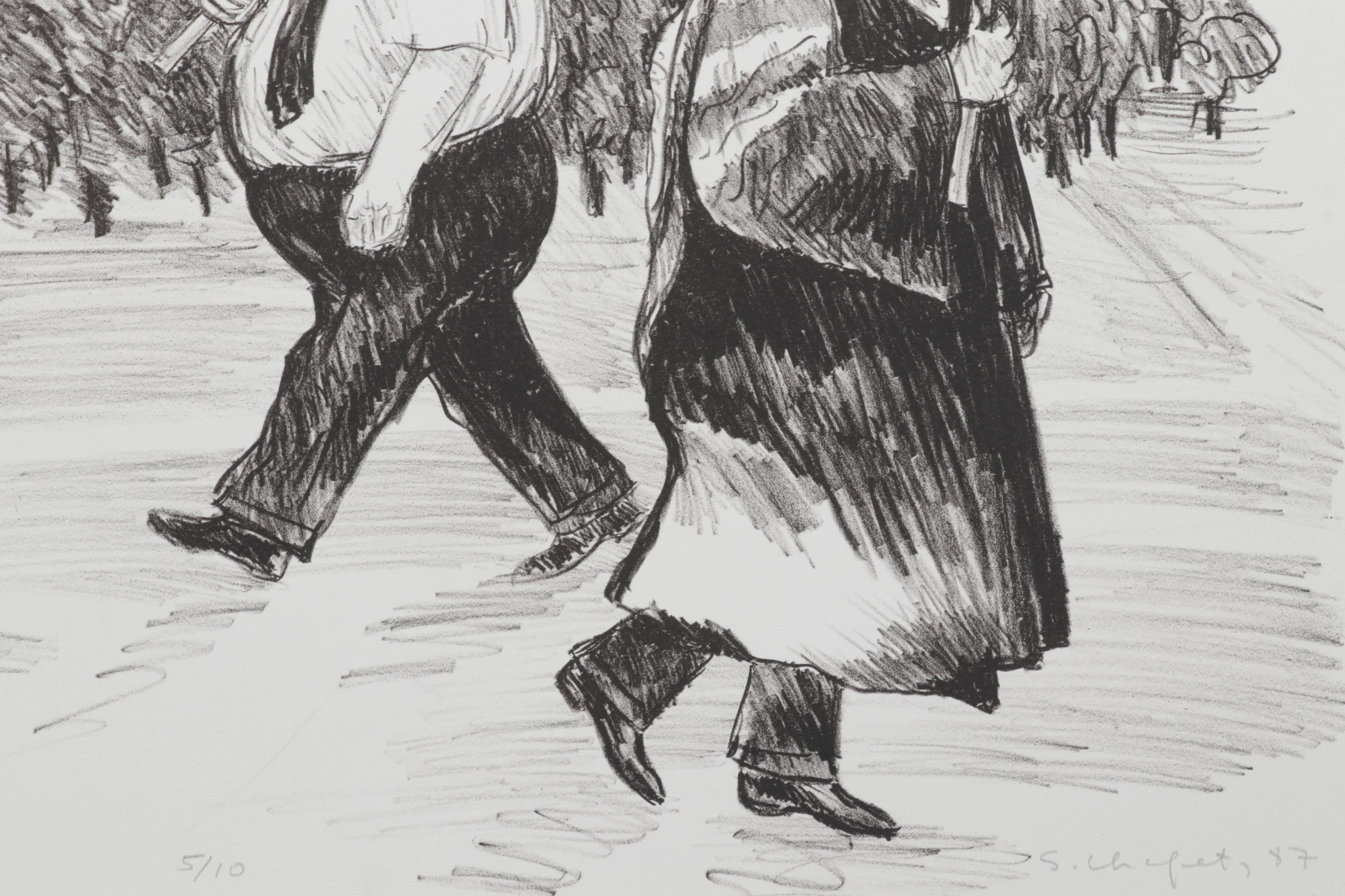 Sidney Chafetz Lithograph "Pickets," 1987