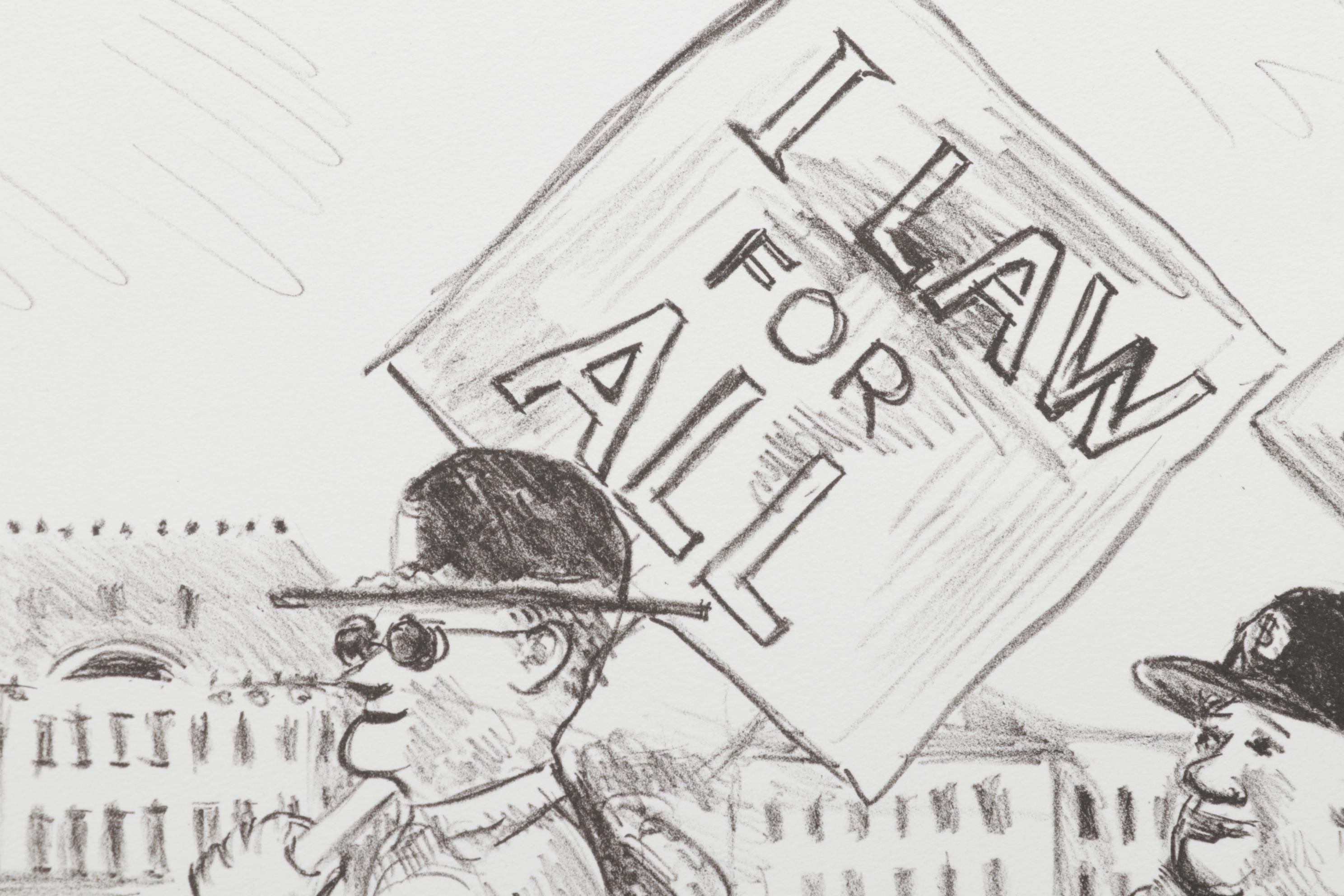 Sidney Chafetz Lithograph "Pickets," 1987