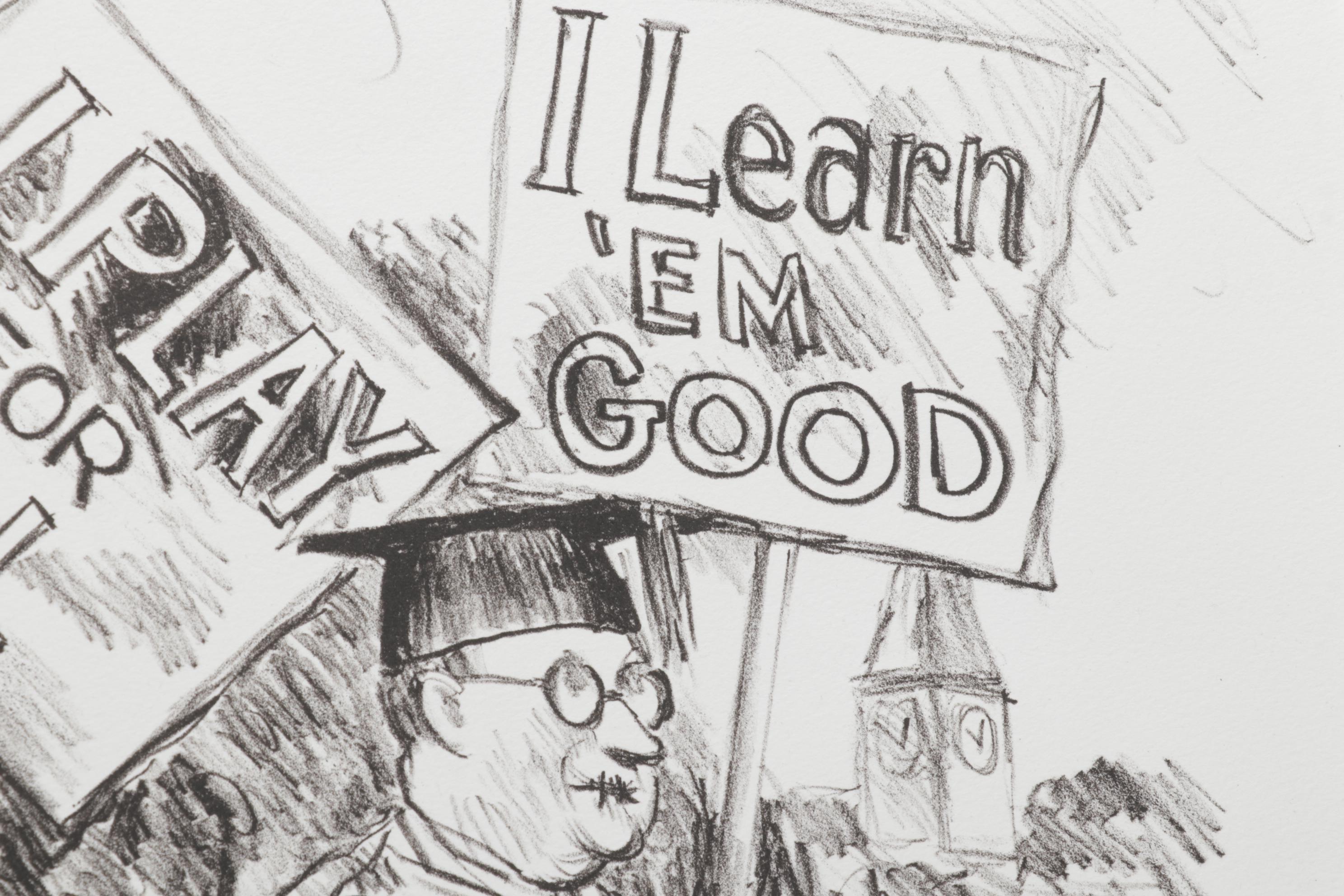 Sidney Chafetz Lithograph "Pickets," 1987