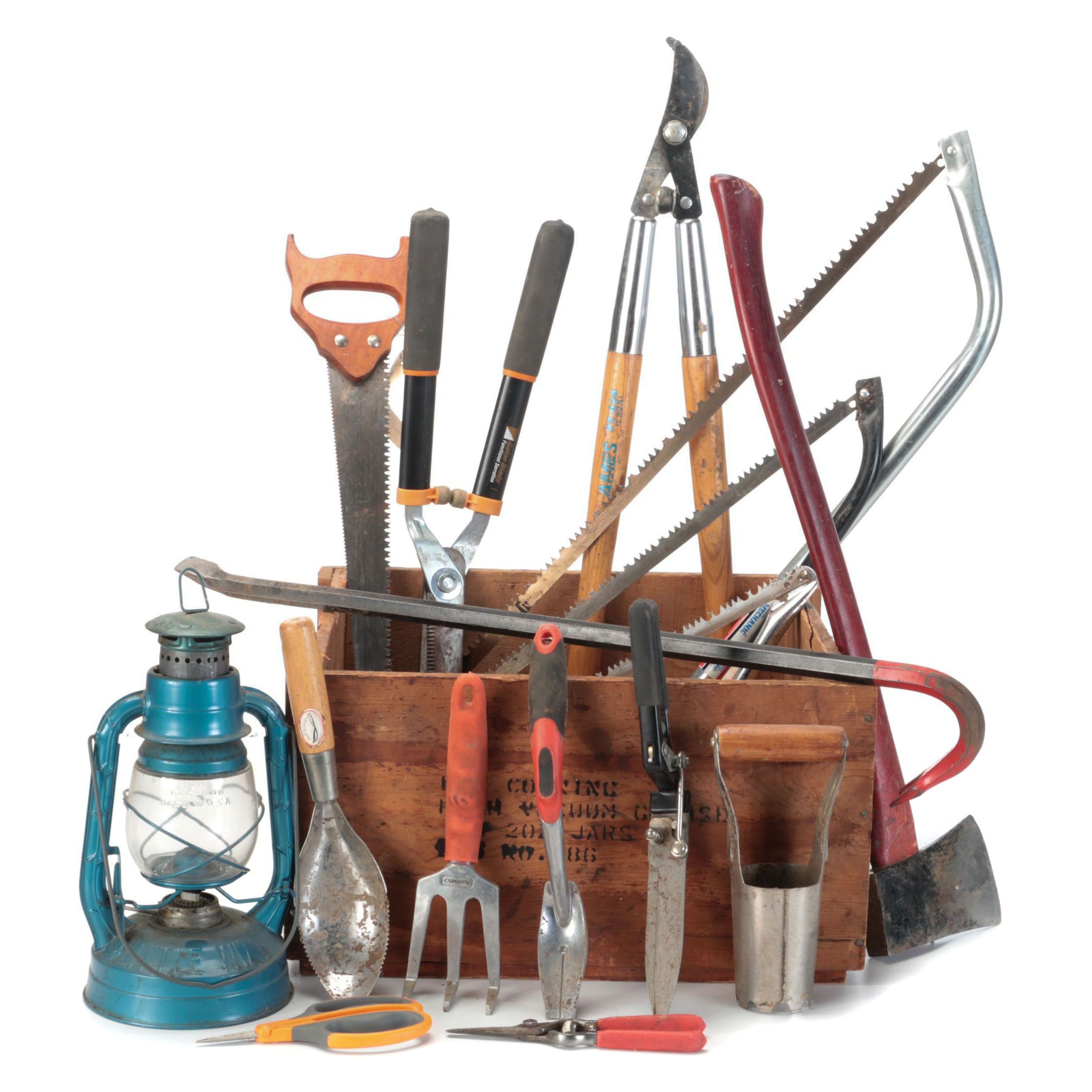 Gardening and Hand Tools With Lantern