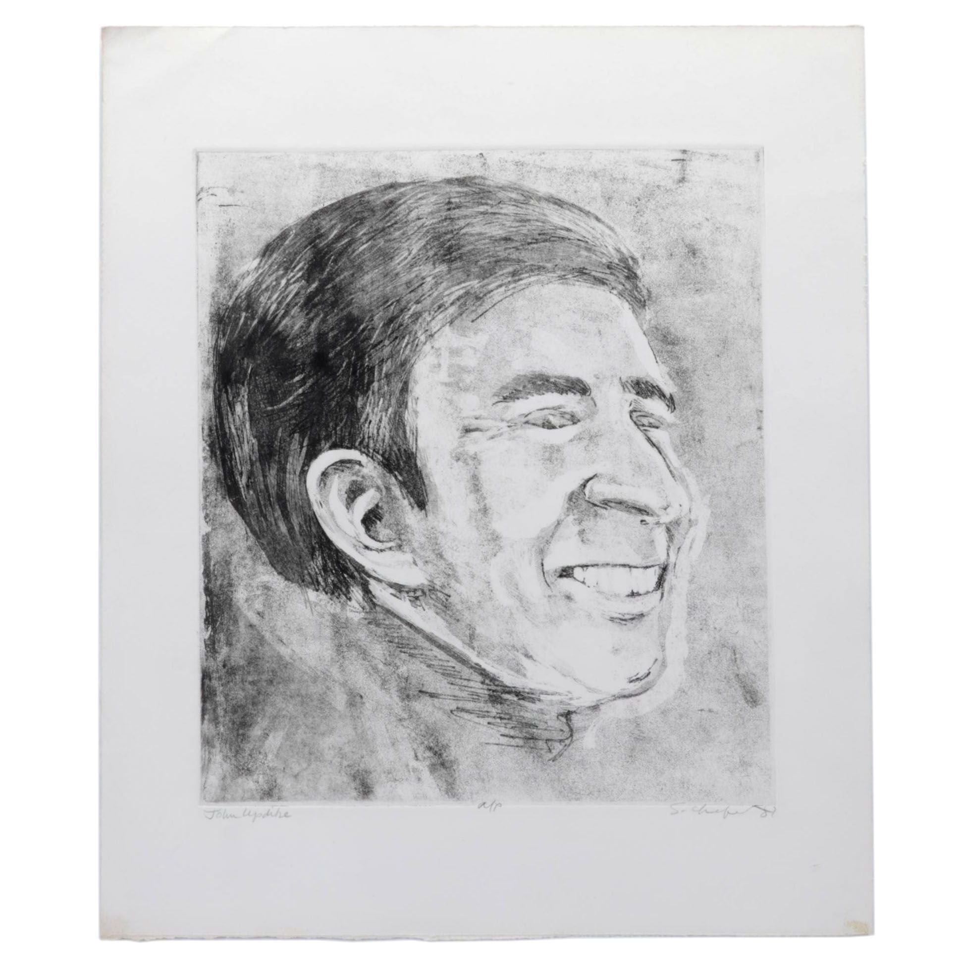 Sidney Chafetz Etching with Aquatint "John Updike," 1981