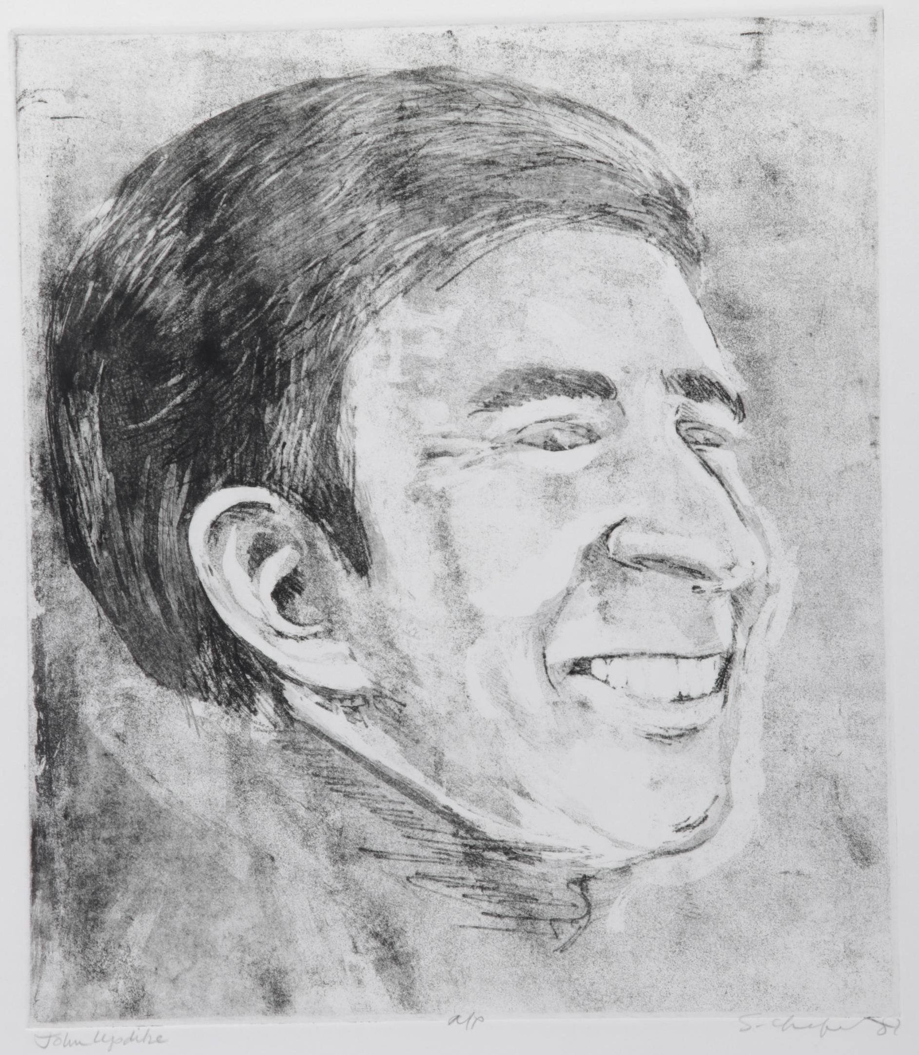Sidney Chafetz Etching with Aquatint "John Updike," 1981