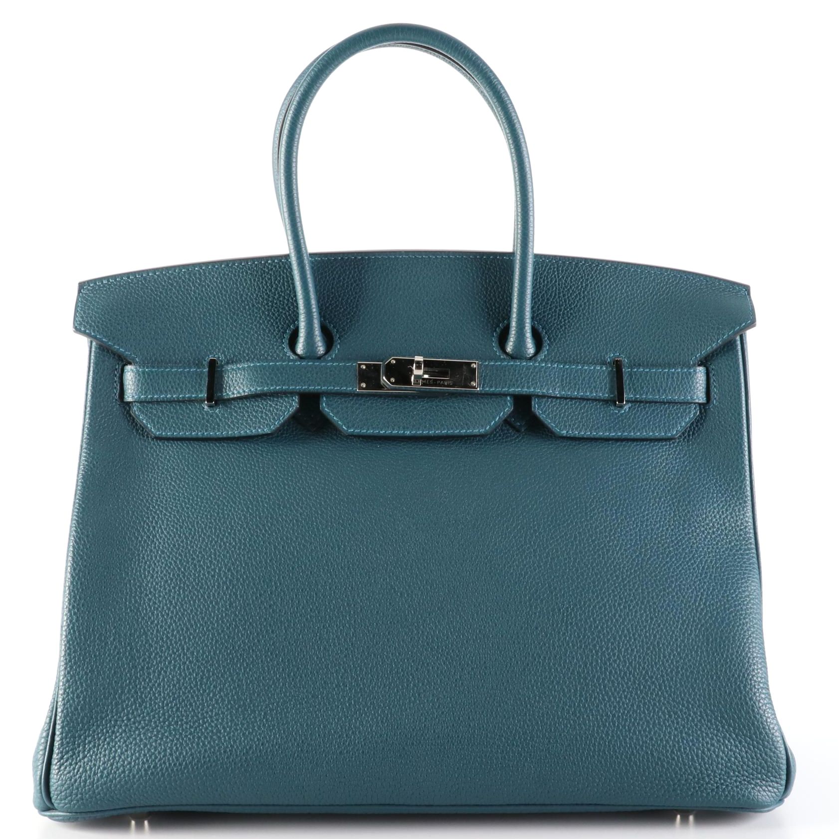 Hermès Birkin 35 Satchel in Blue Colvert Togo Leather