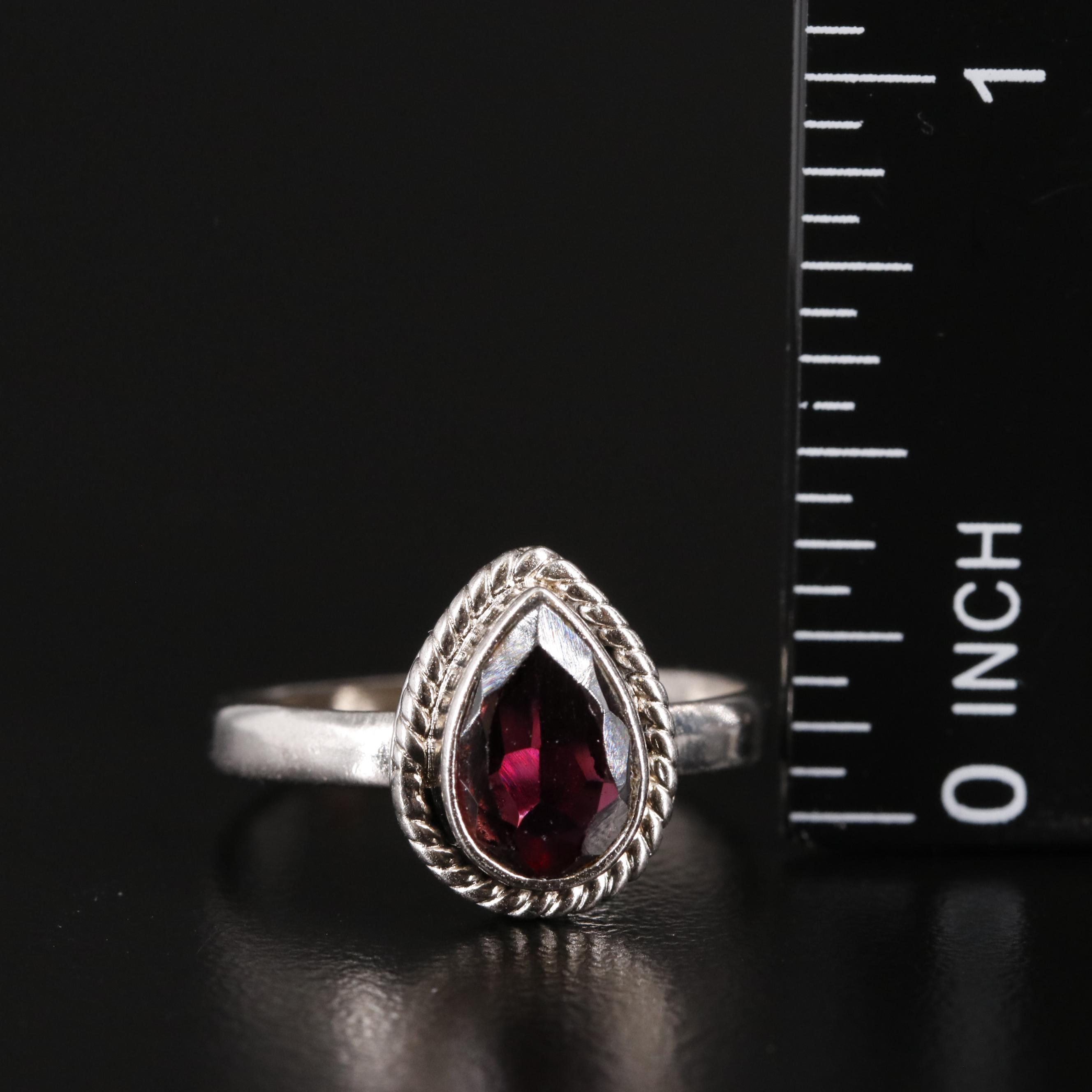 Garnet Tear Drop Shape Ring