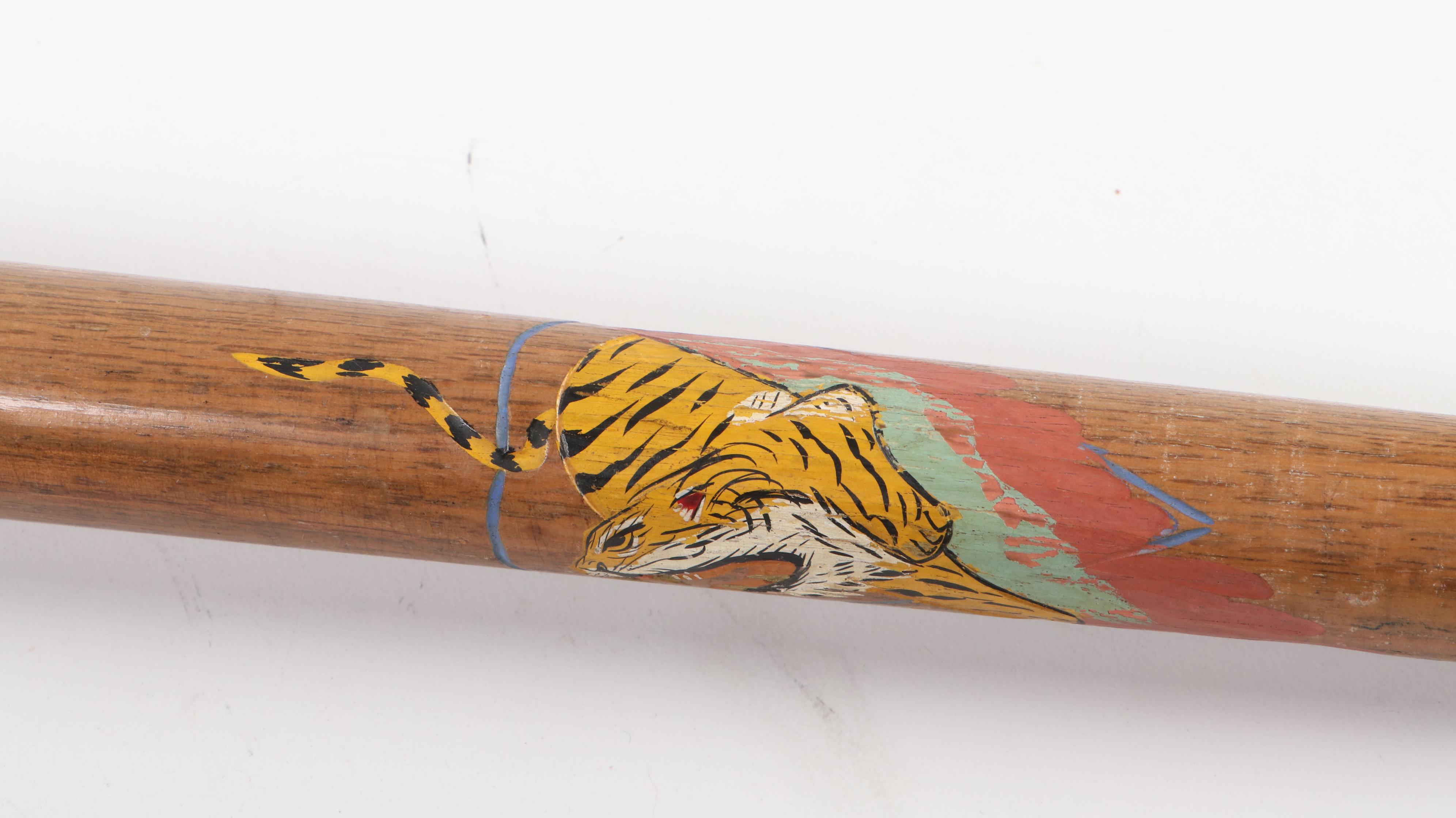 Korean Paint Decorated Walking Stick with Concealed Pool Cue