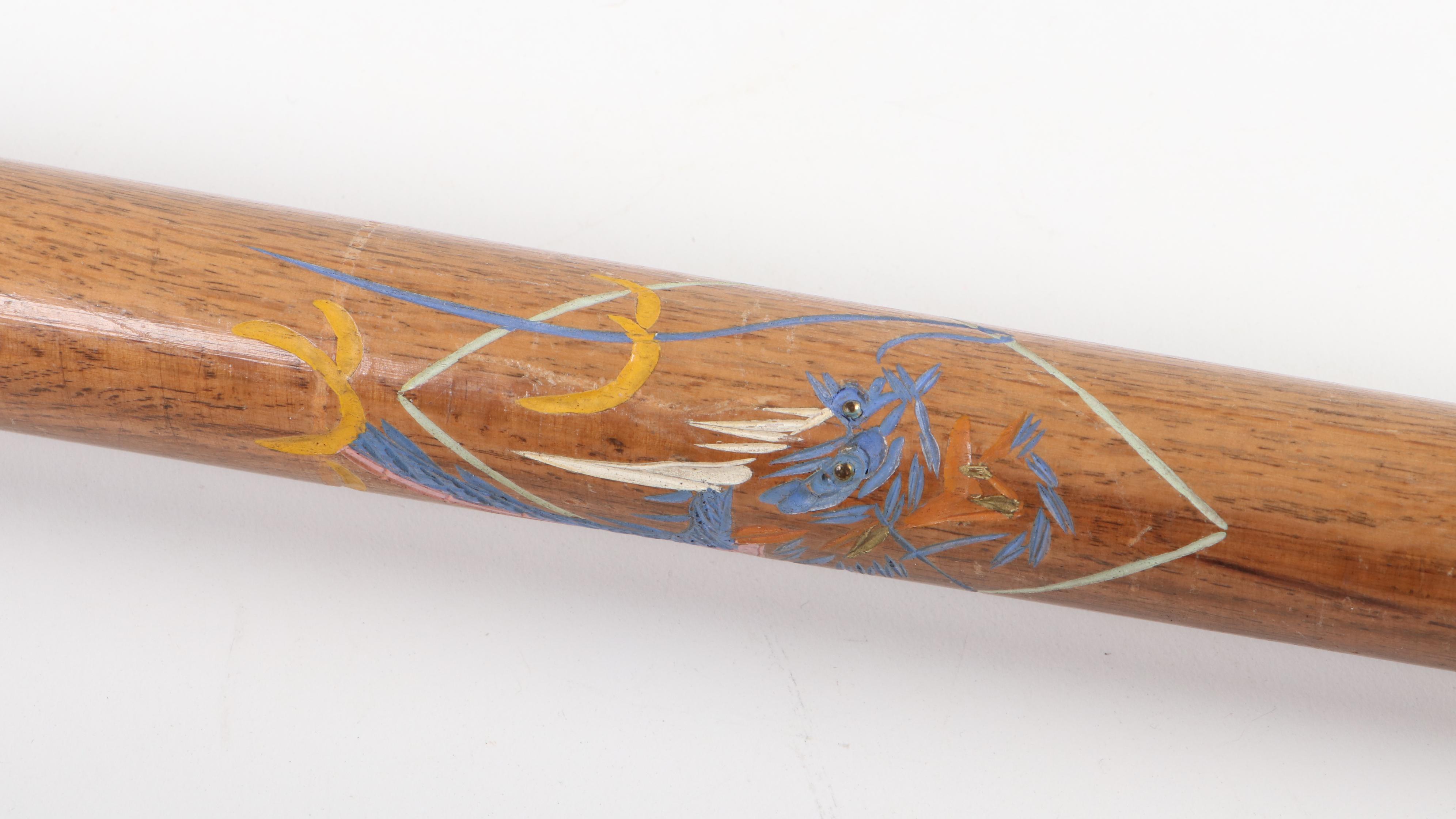 Korean Paint Decorated Walking Stick with Concealed Pool Cue