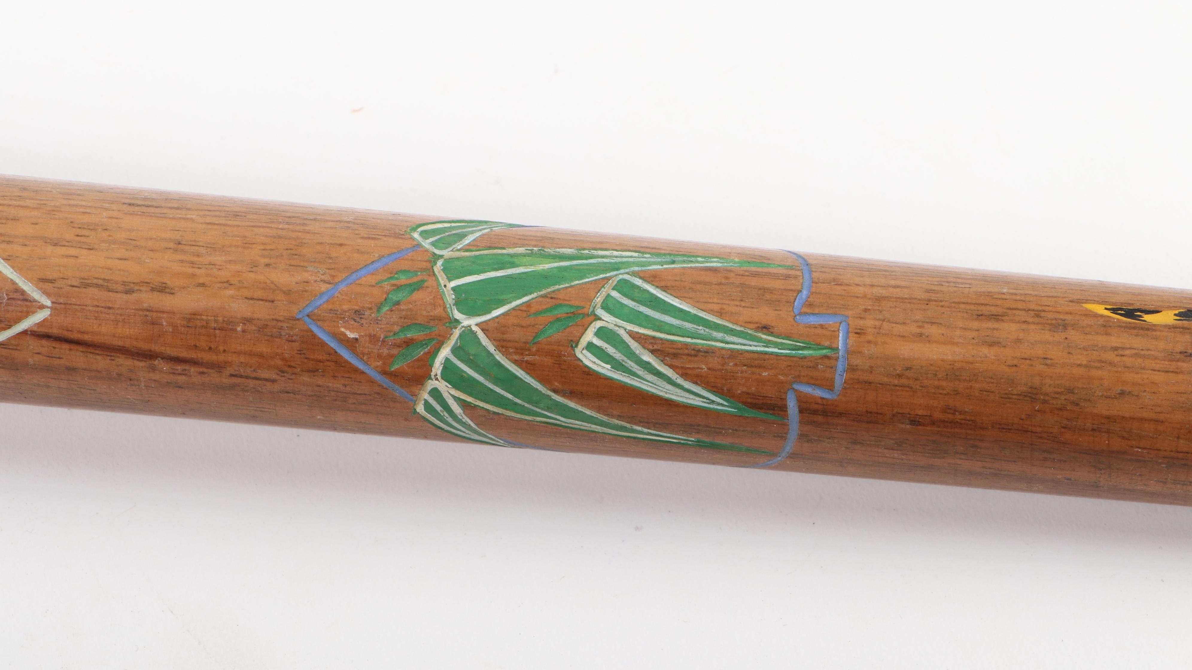 Korean Paint Decorated Walking Stick with Concealed Pool Cue