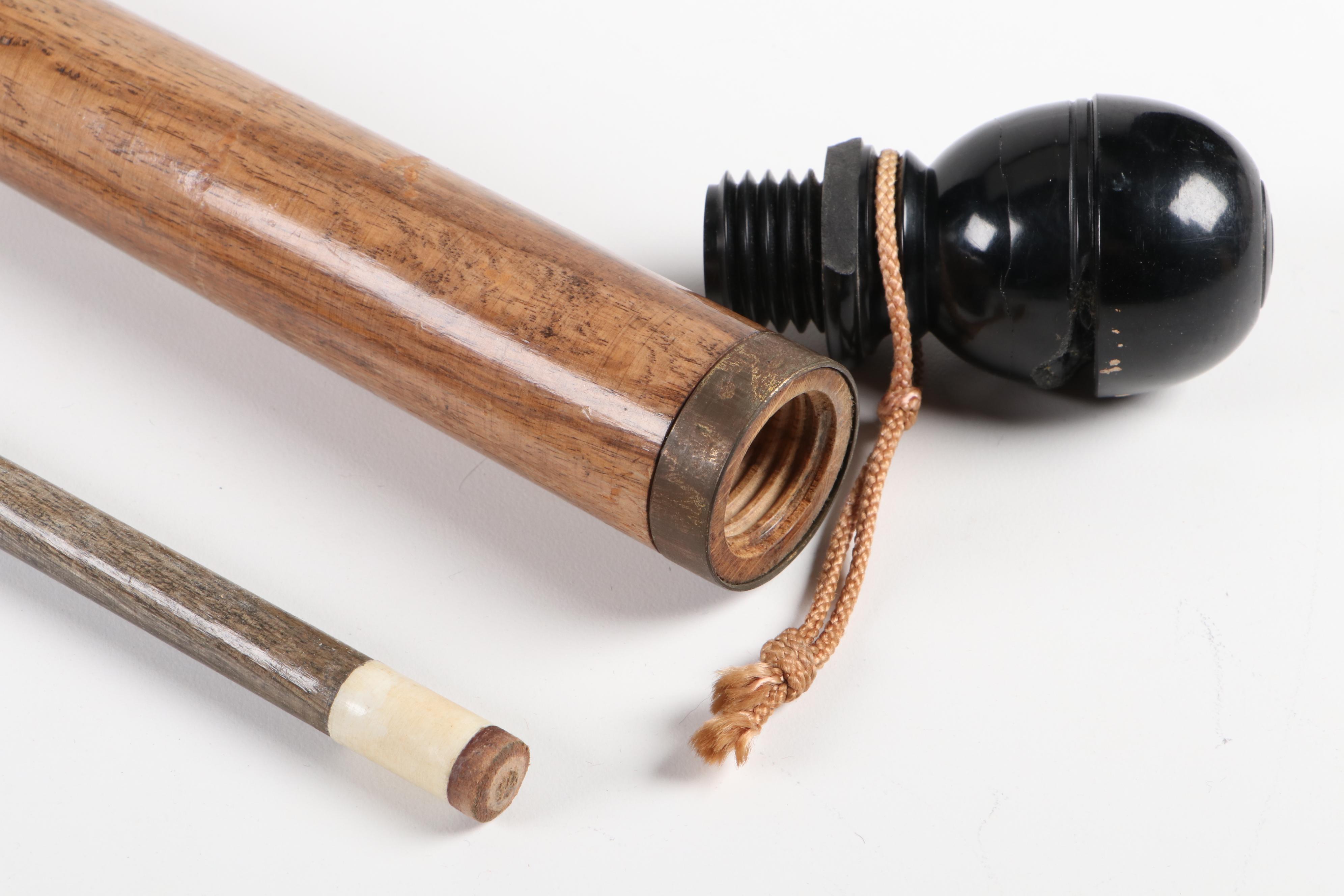 Korean Paint Decorated Walking Stick with Concealed Pool Cue