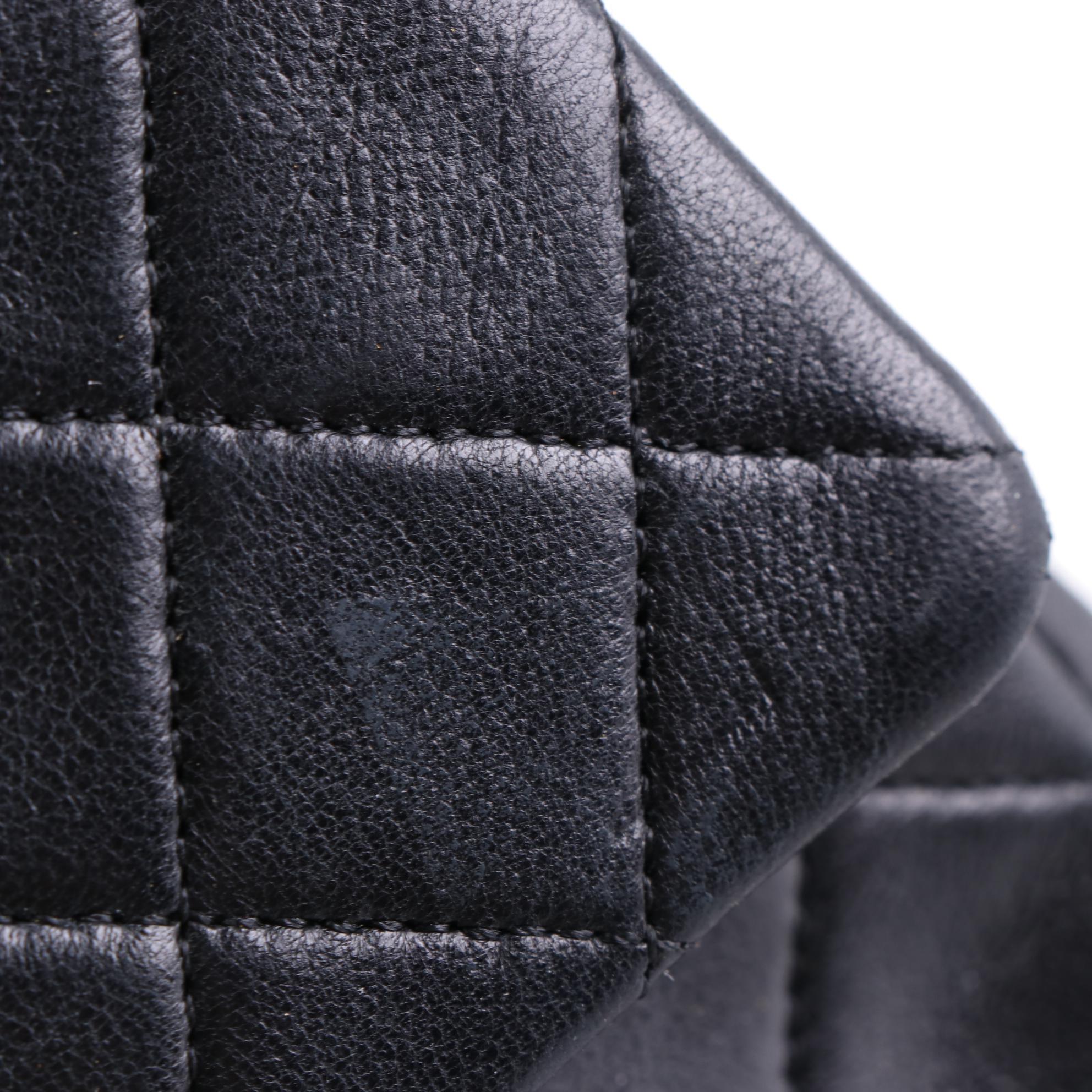 Chanel CC Small Double Flap Shoulder Bag in Black Quilted Lambskin Leather