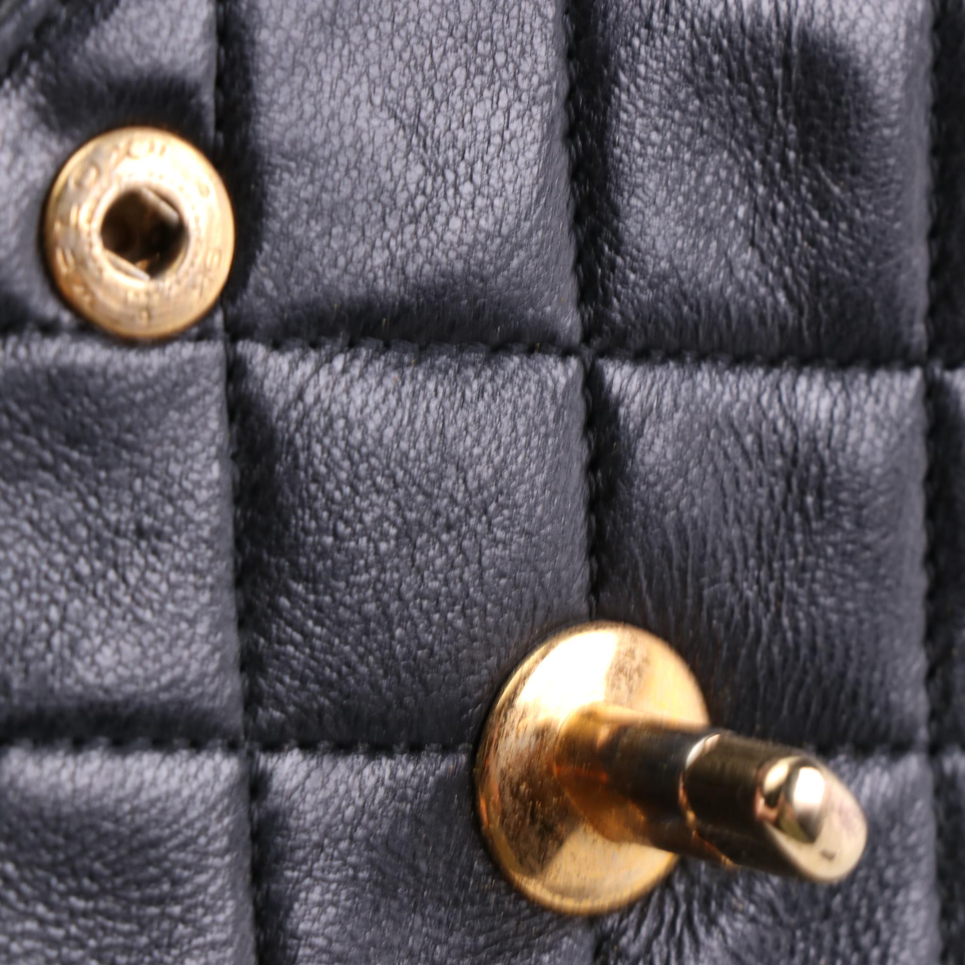 Chanel CC Small Double Flap Shoulder Bag in Black Quilted Lambskin Leather