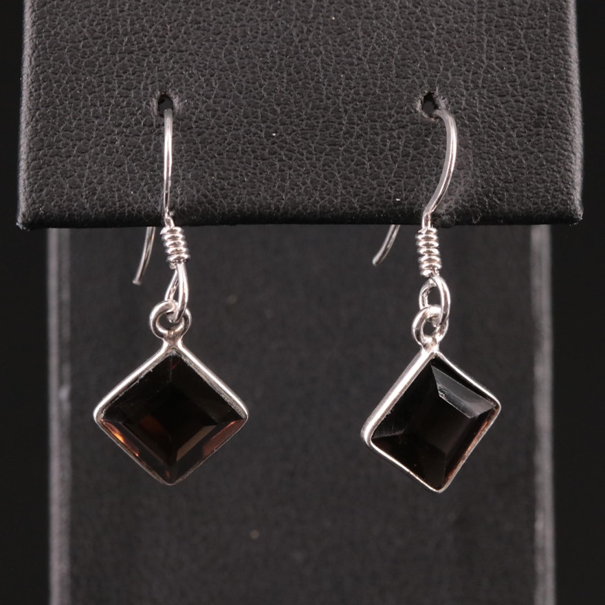 Sterling Smoky Quartz Drop Earrings