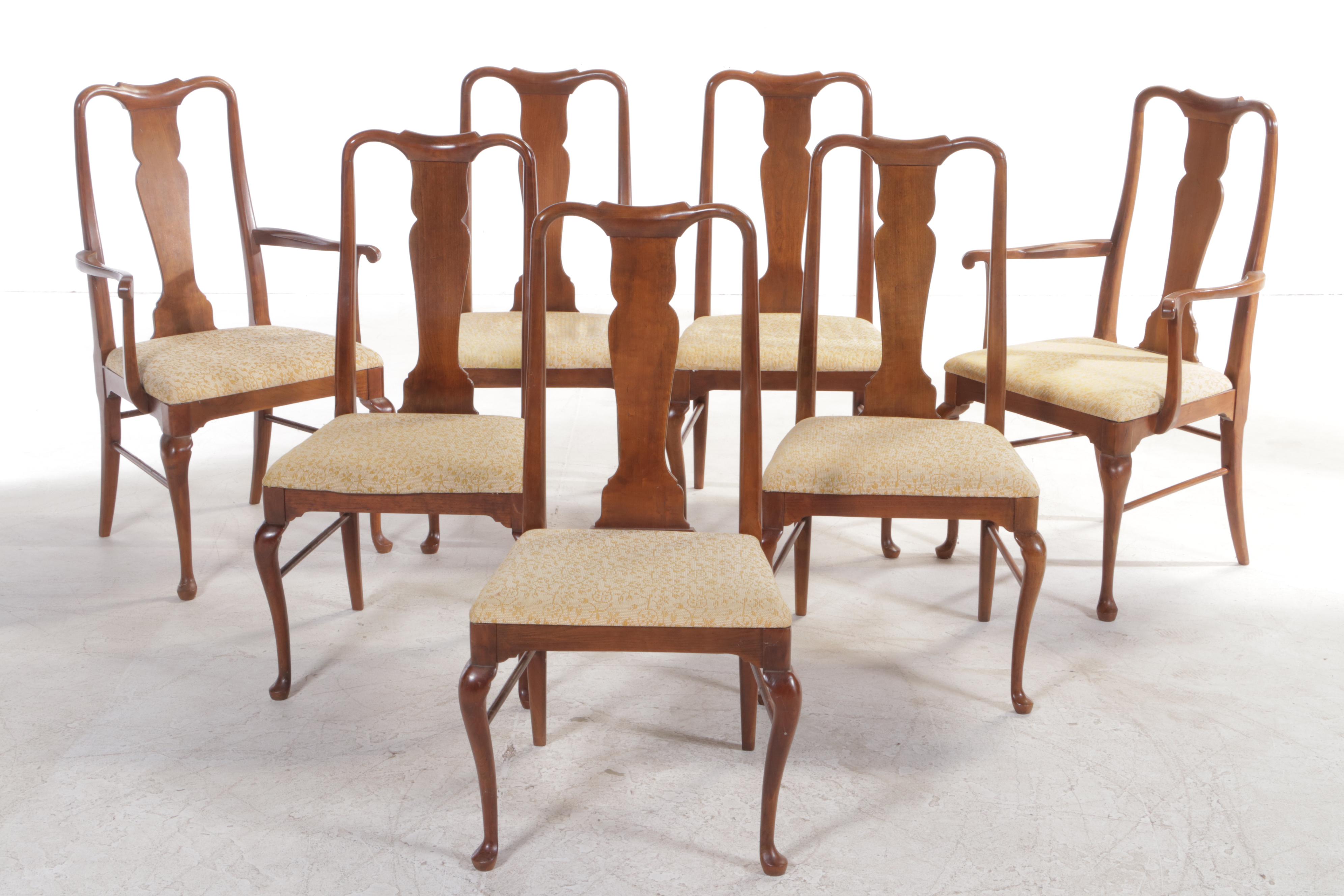Eight-Piece Thomasville Queen Anne Style Cherrywood Dining Set