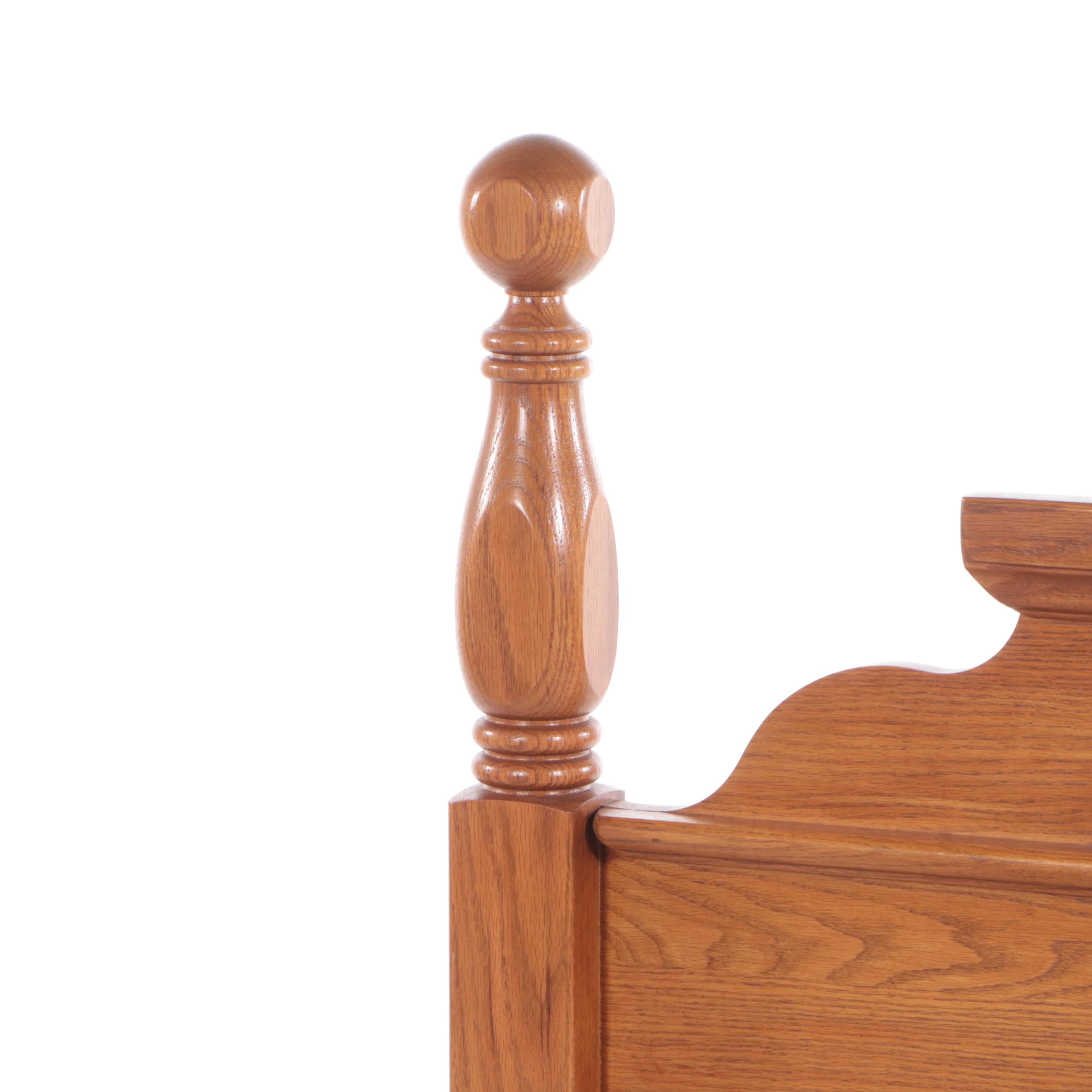 Federal Style Oak Full/Queen Size Four-Post Bed Frame