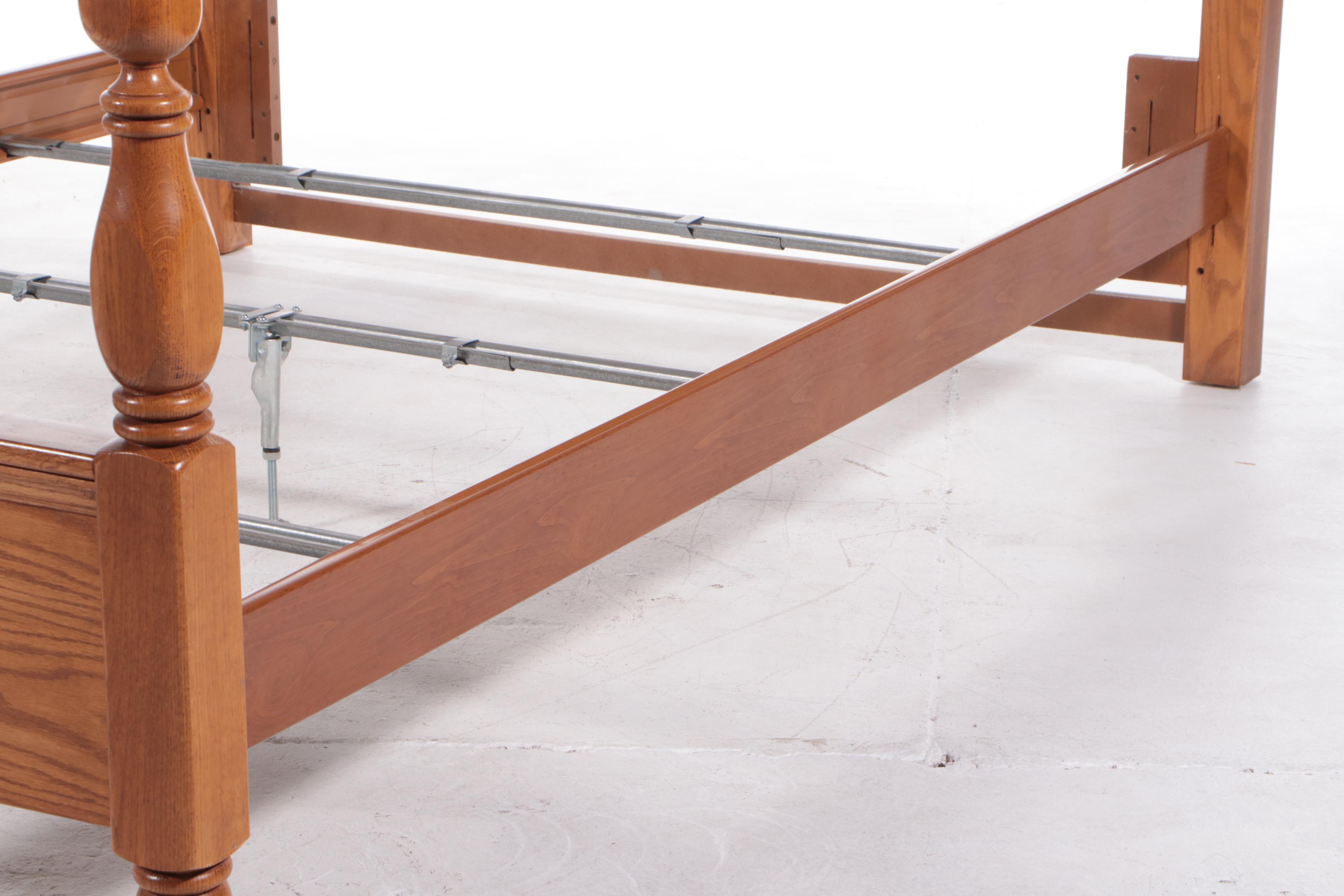 Federal Style Oak Full/Queen Size Four-Post Bed Frame