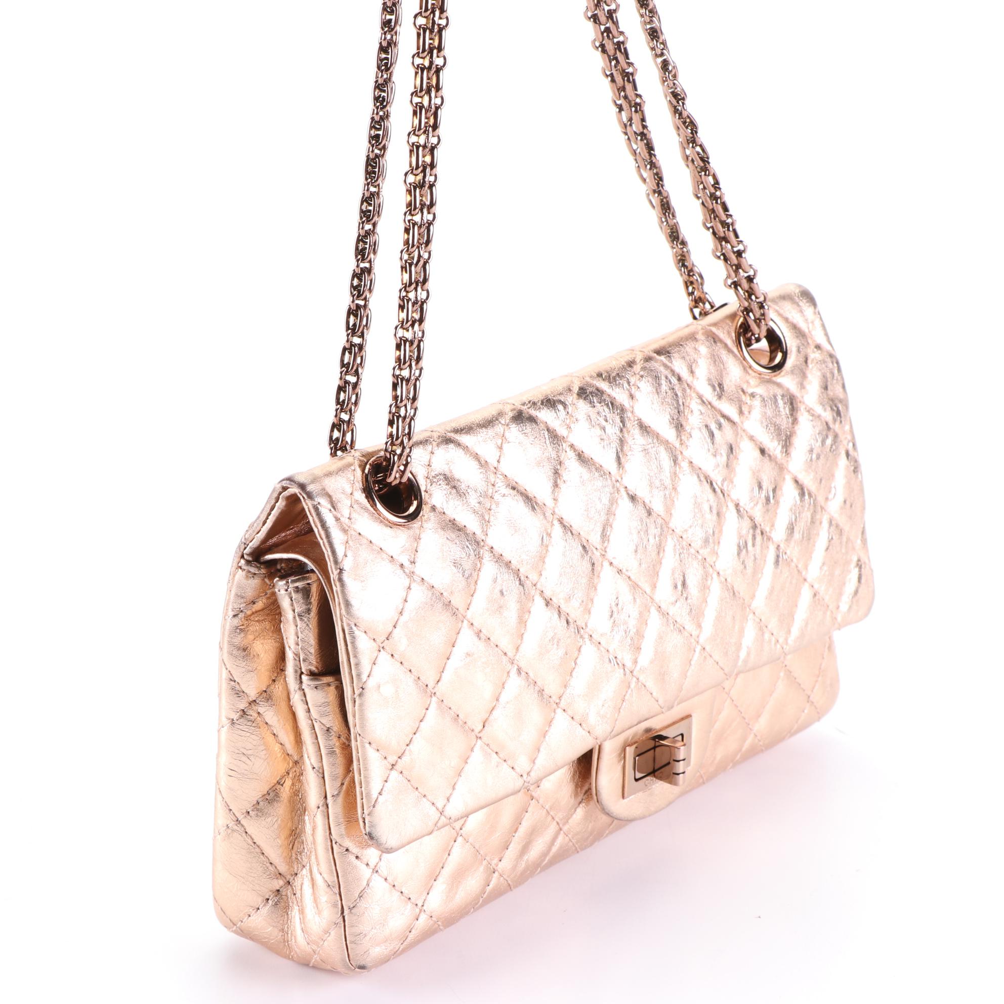Chanel 2.55 Reissue Flap Bag in Rose Gold Metallic Crinkled Calfskin