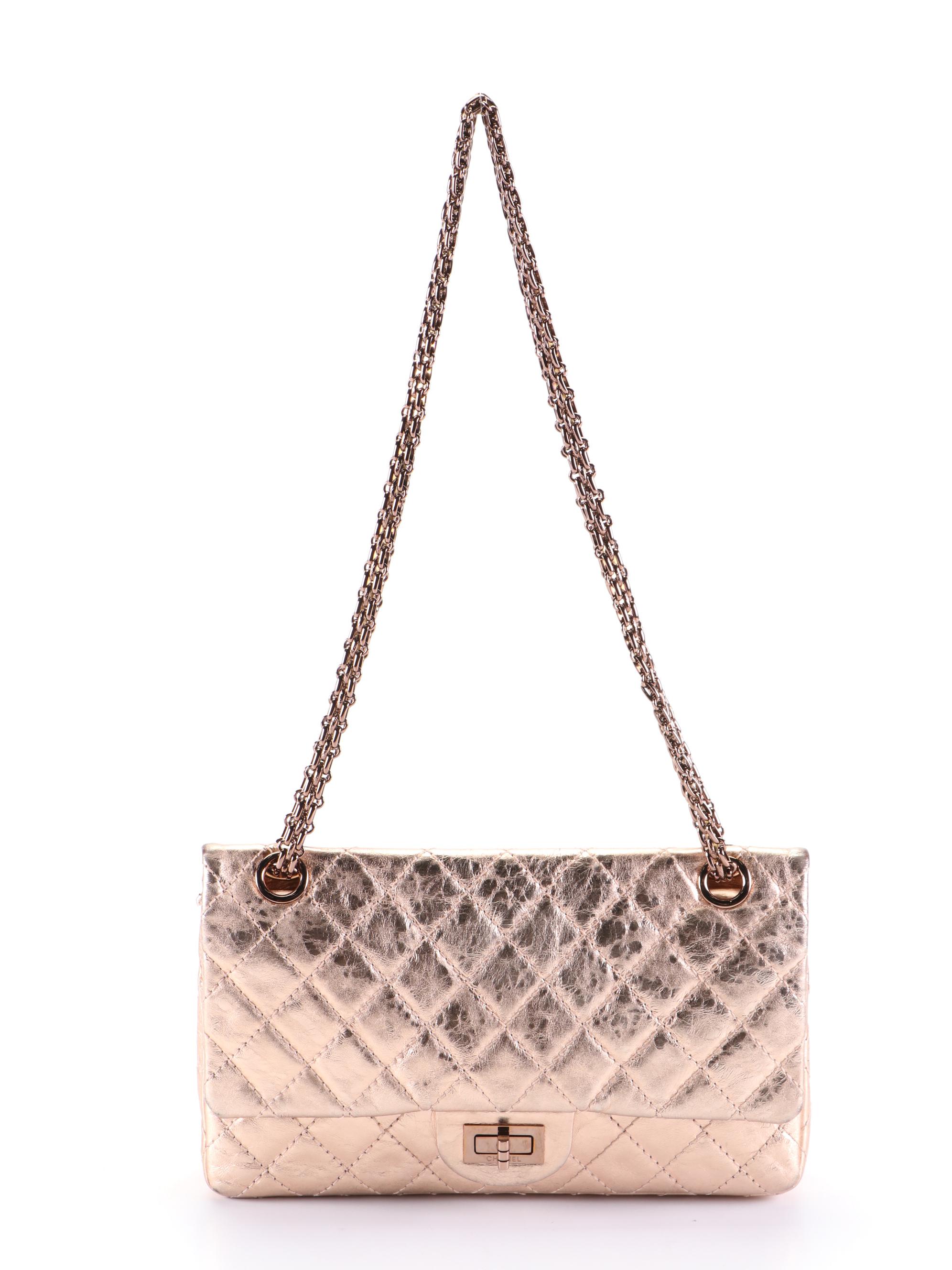 Chanel 2.55 Reissue Flap Bag in Rose Gold Metallic Crinkled Calfskin