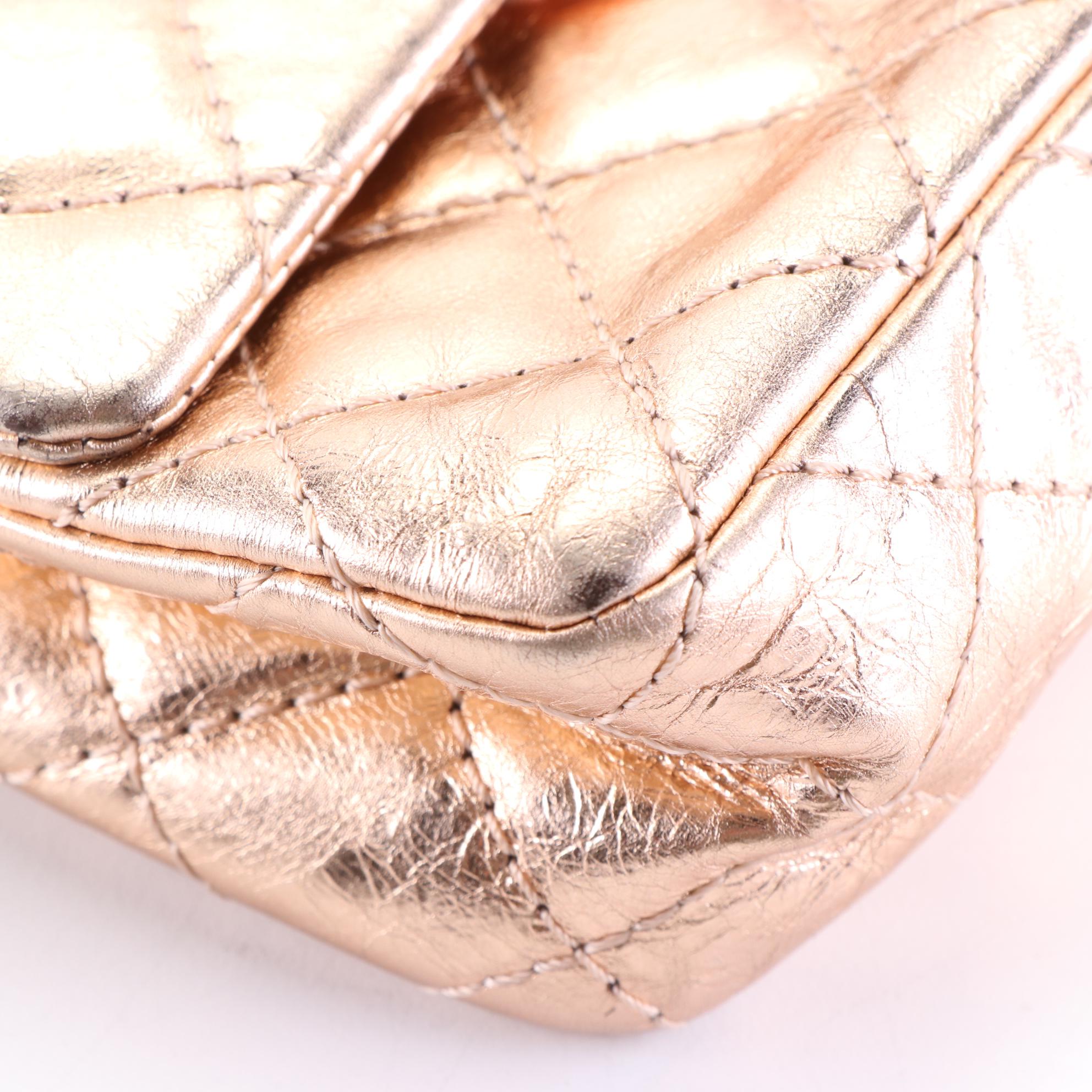 Chanel 2.55 Reissue Flap Bag in Rose Gold Metallic Crinkled Calfskin