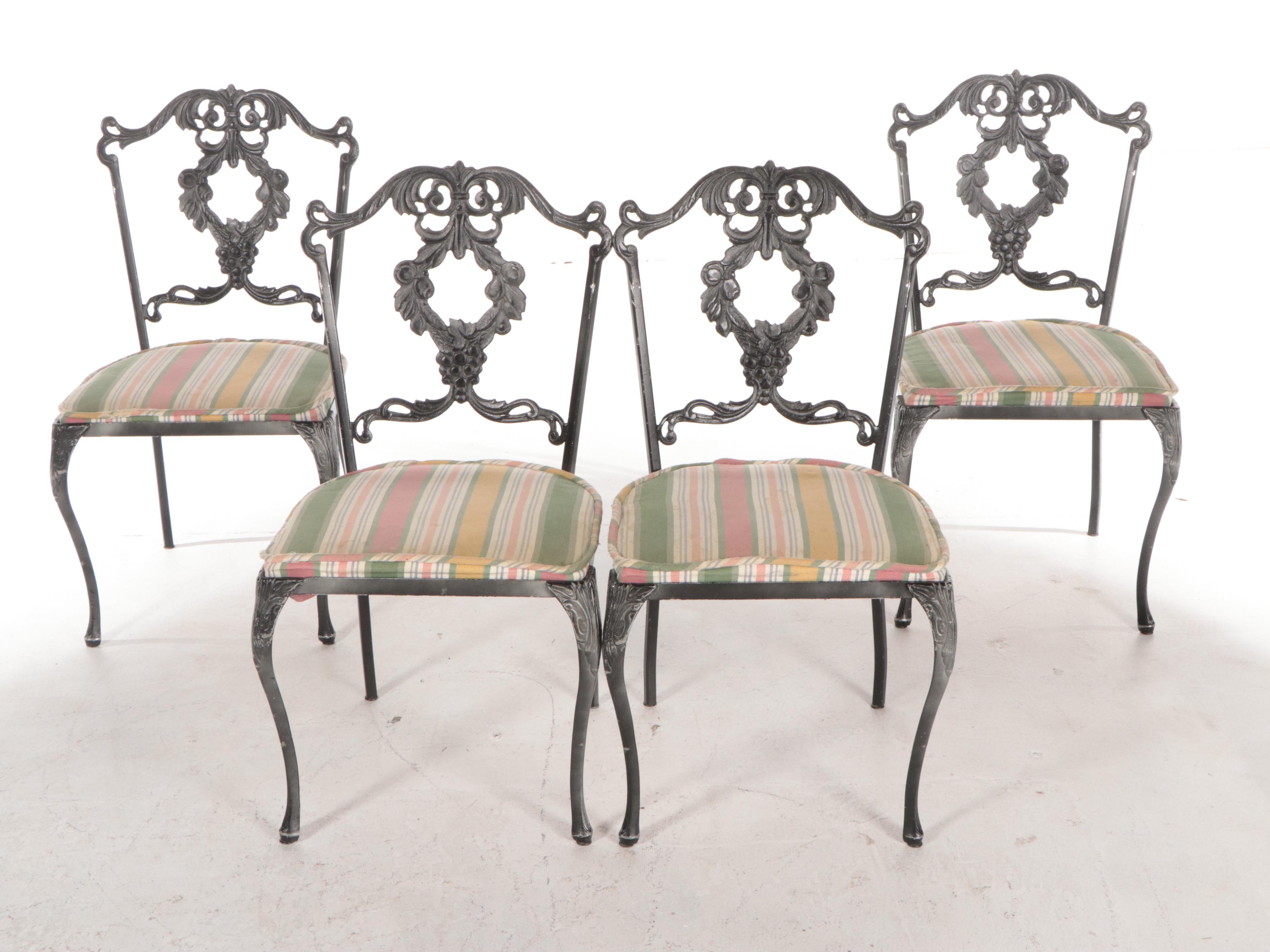 Five-Piece Plantation Patterns Inc. Cast Aluminum and Glass Top Patio Dining Set