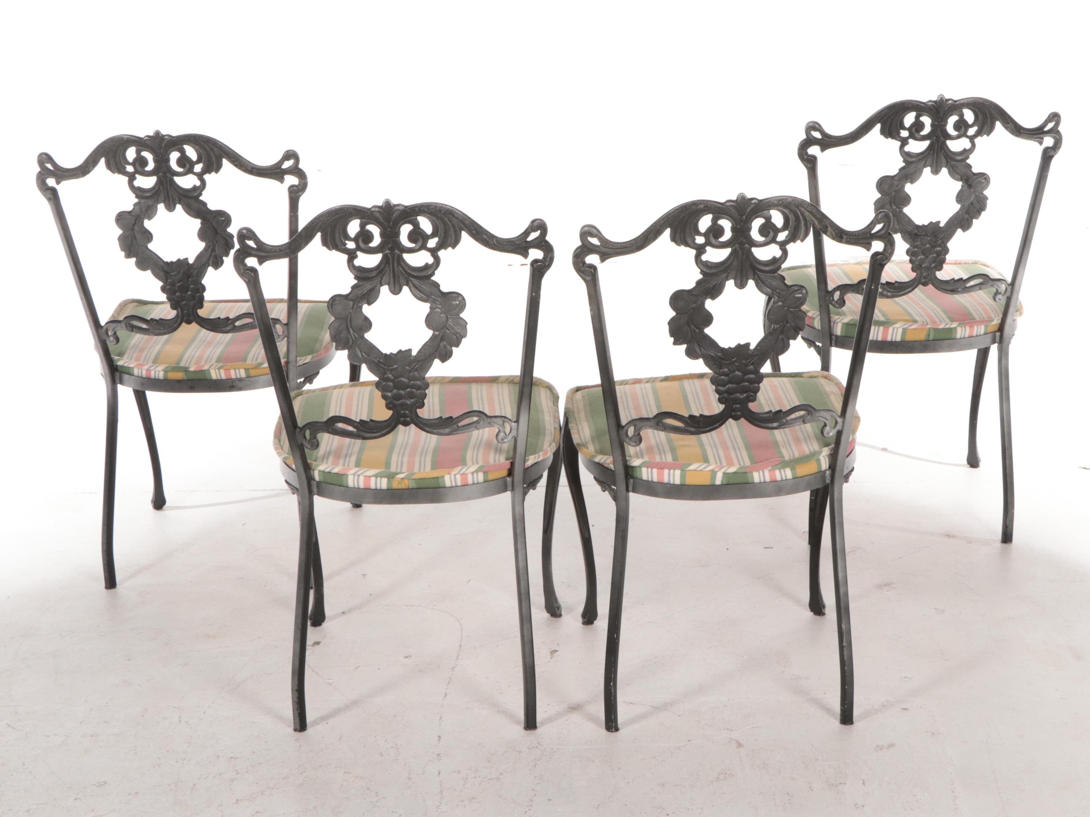 Five-Piece Plantation Patterns Inc. Cast Aluminum and Glass Top Patio Dining Set