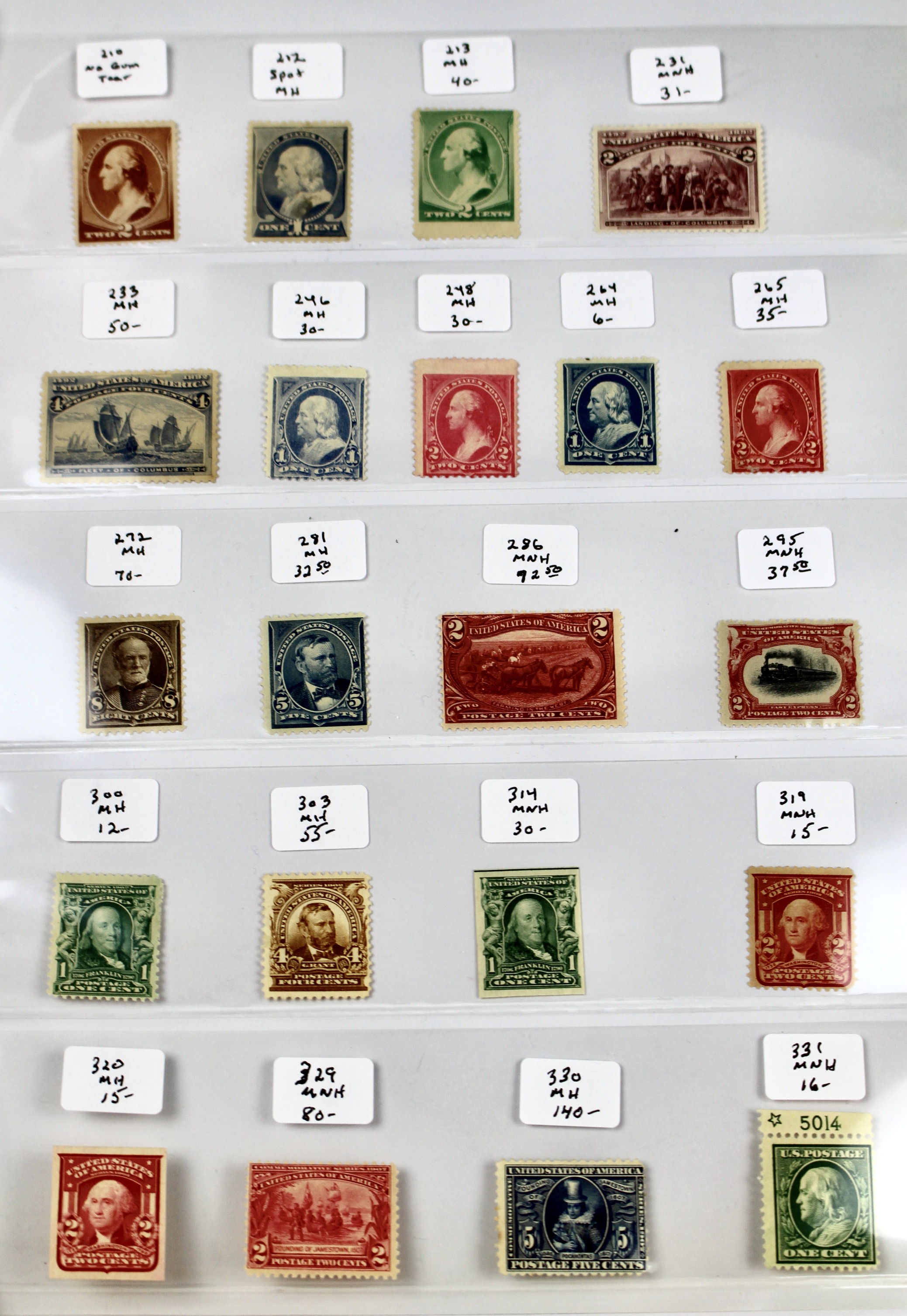 Twenty-One Early U.S. Postage Stamps