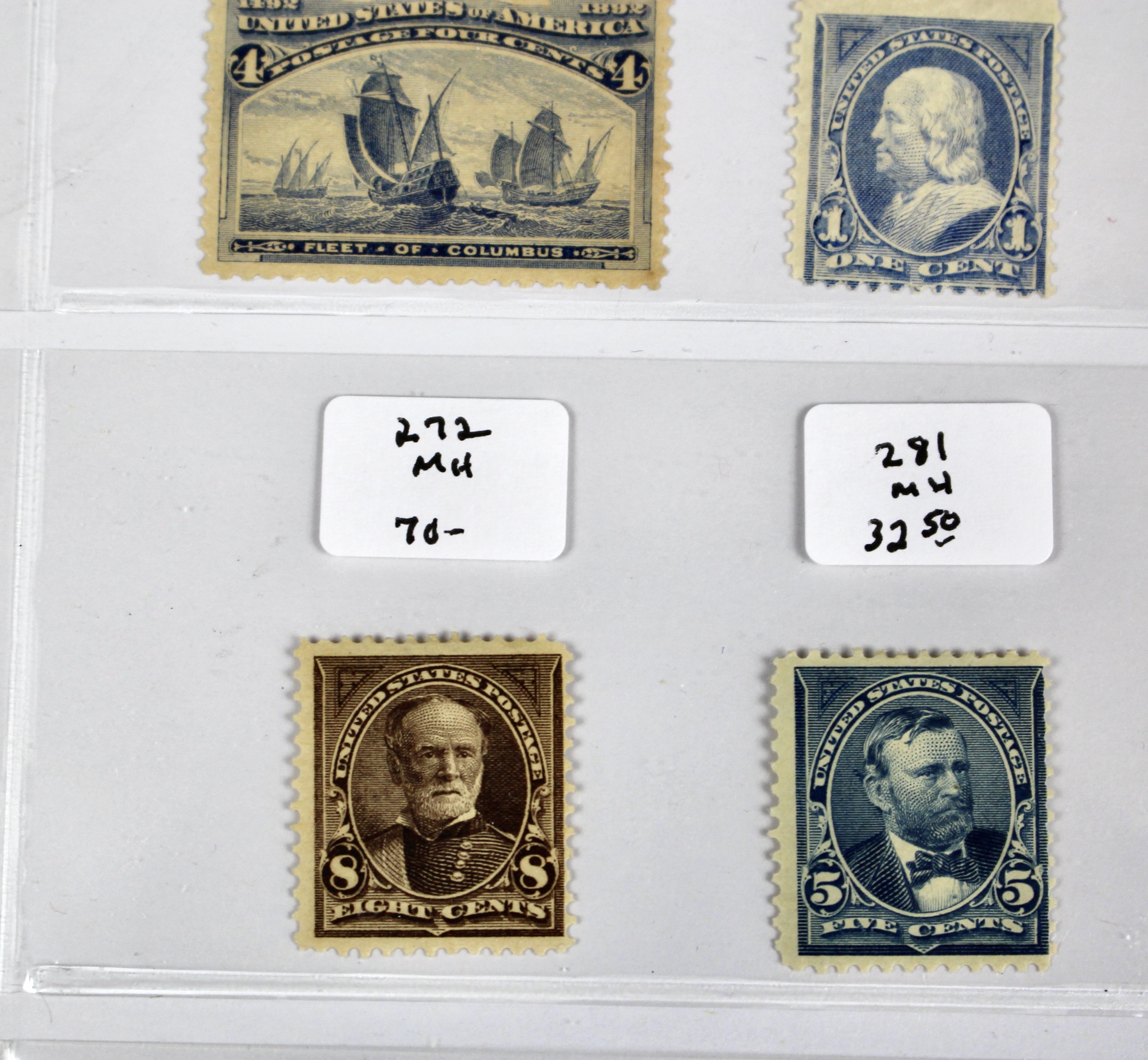 Twenty-One Early U.S. Postage Stamps