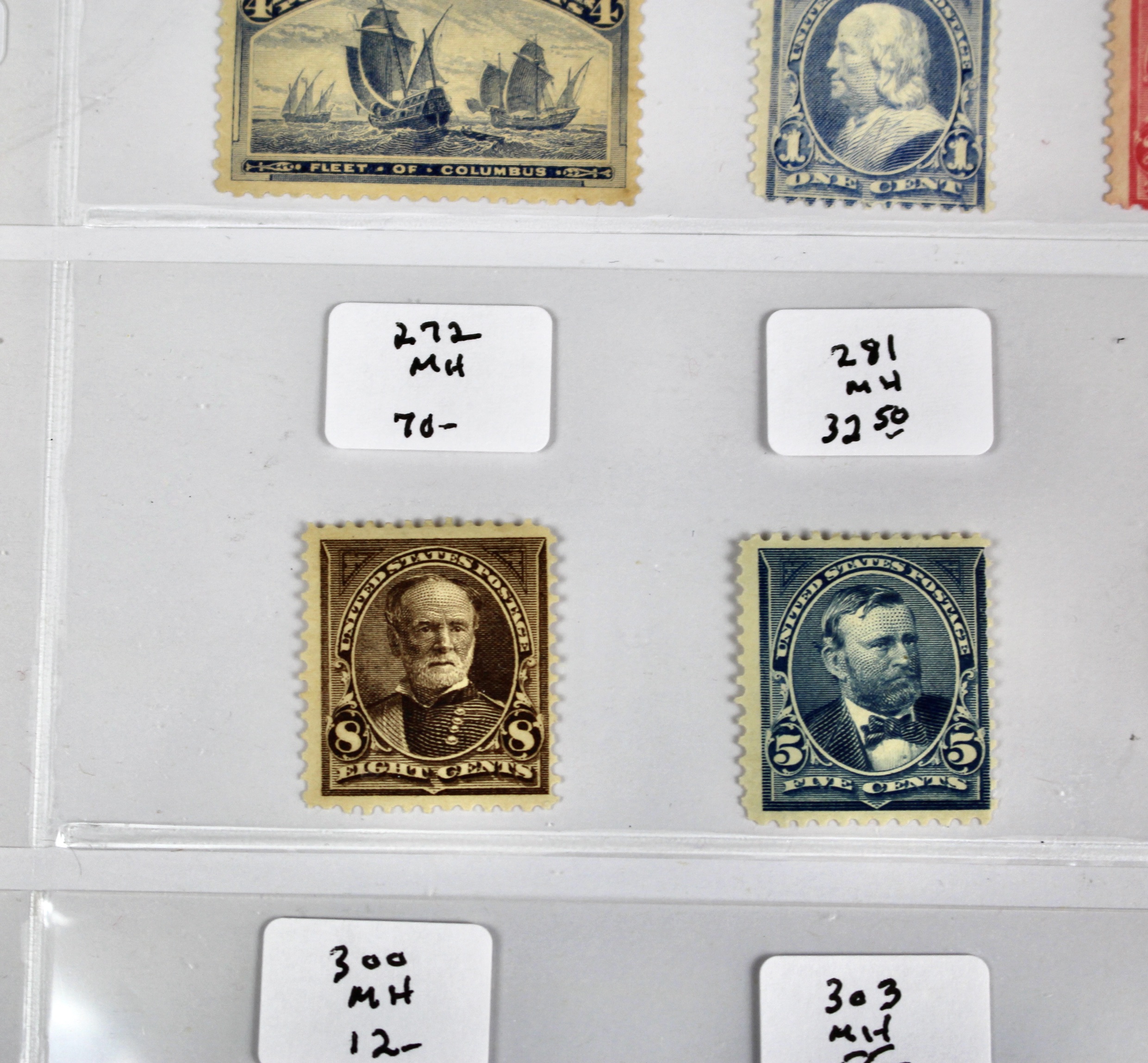 Twenty-One Early U.S. Postage Stamps