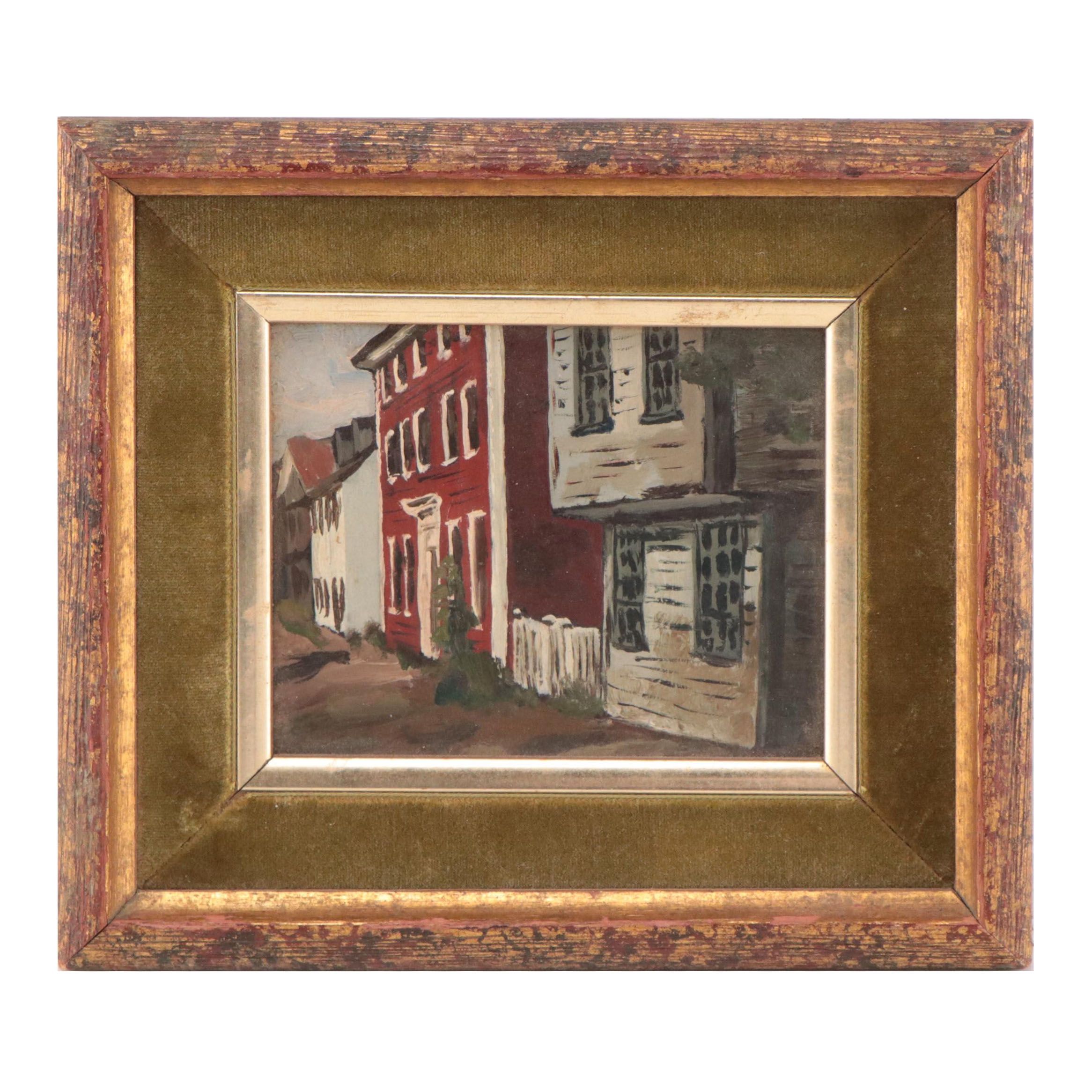 Small Scale Oil Painting of Street Scene