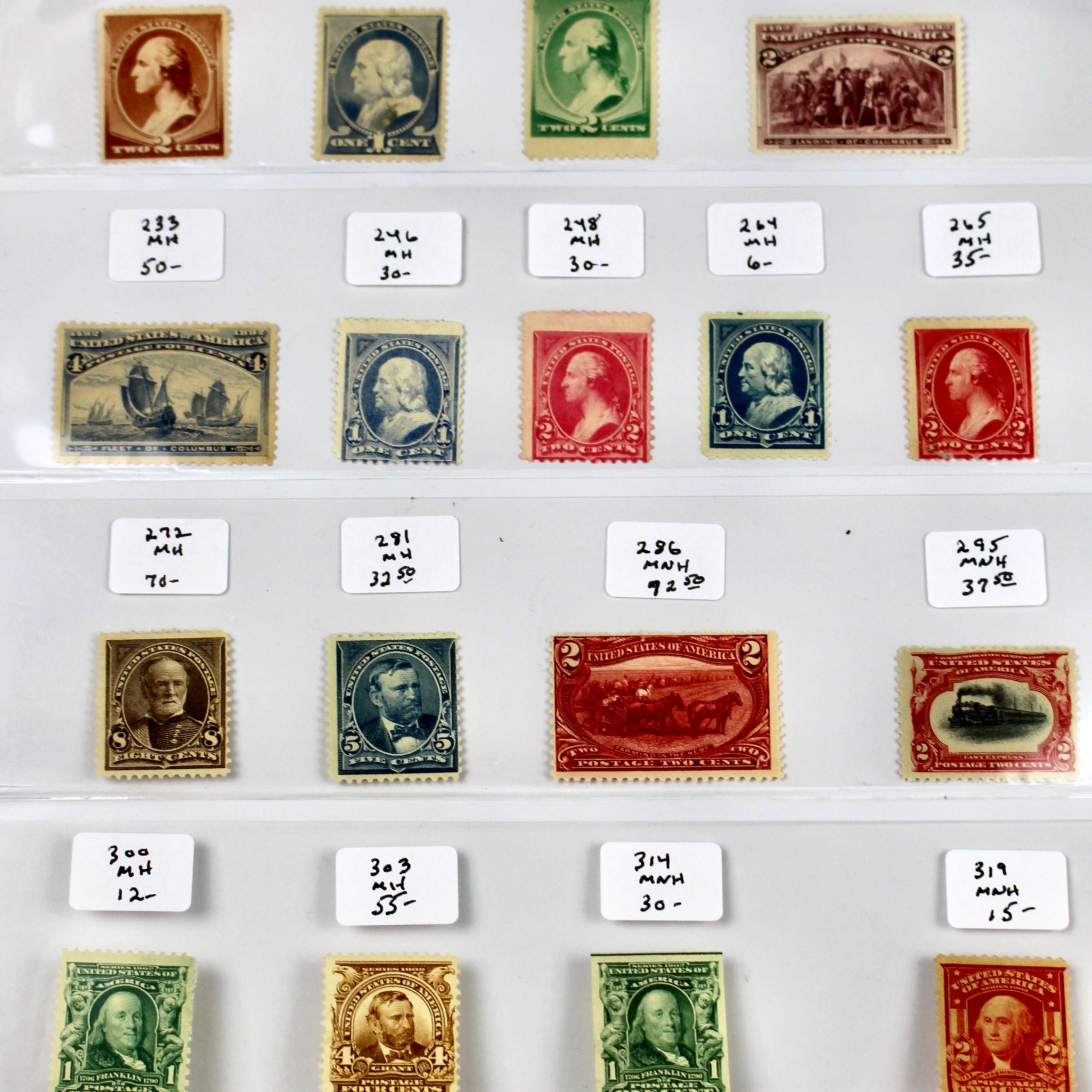 Twenty-One Early U.S. Postage Stamps