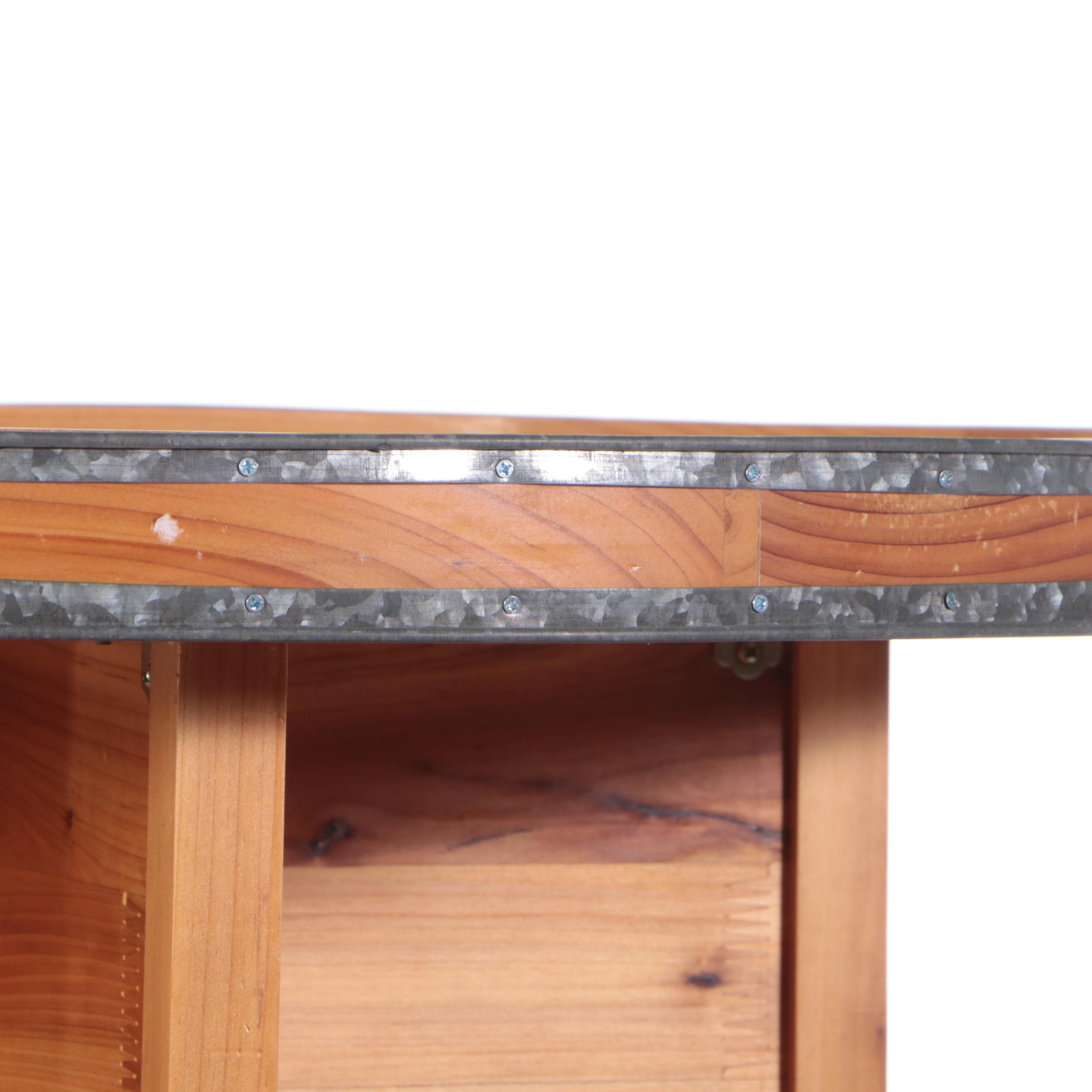 Galvanized Metal-Mounted Pine Four-Tier Display Tower