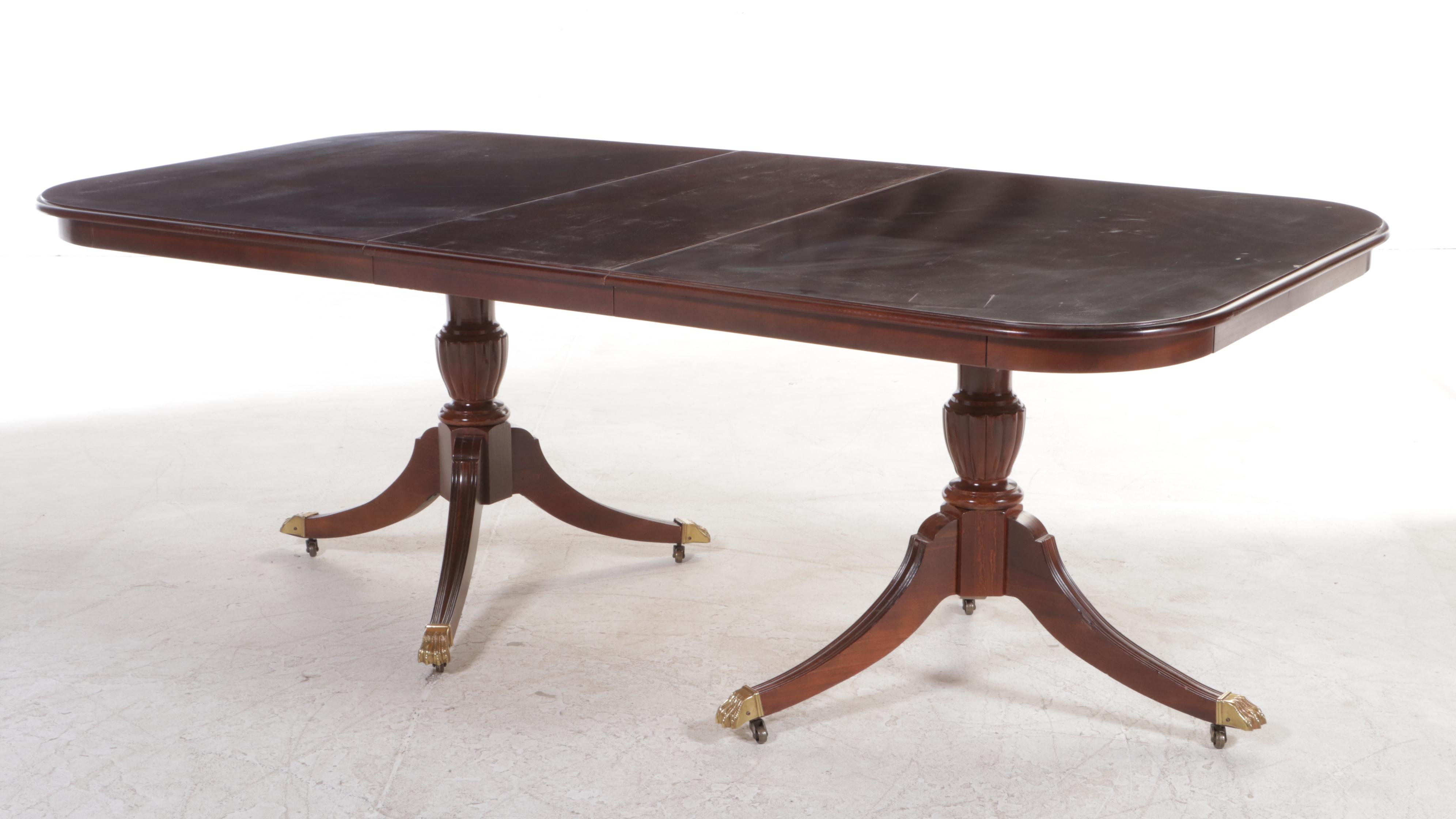 Nine-Piece Colonial Style Cherrywood-Stained Dining Set, Including Bassett