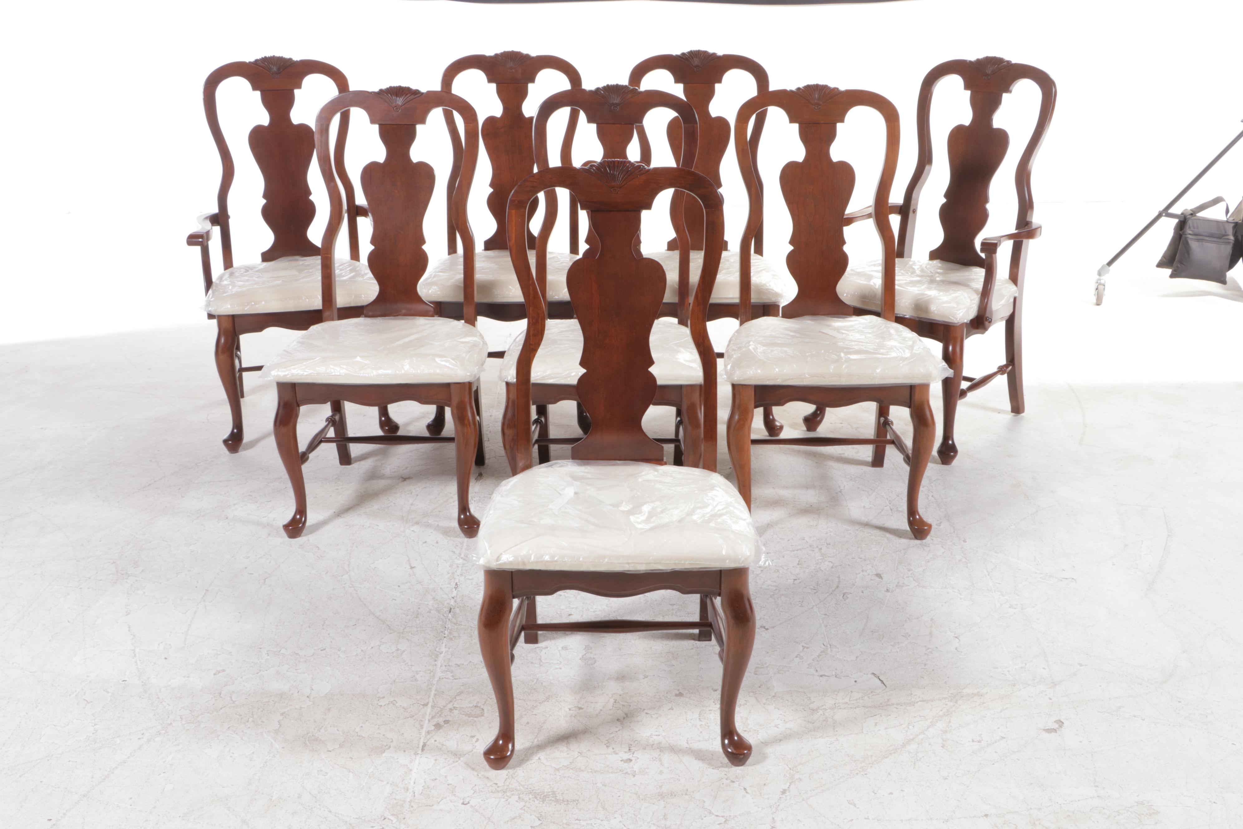 Nine-Piece Colonial Style Cherrywood-Stained Dining Set, Including Bassett
