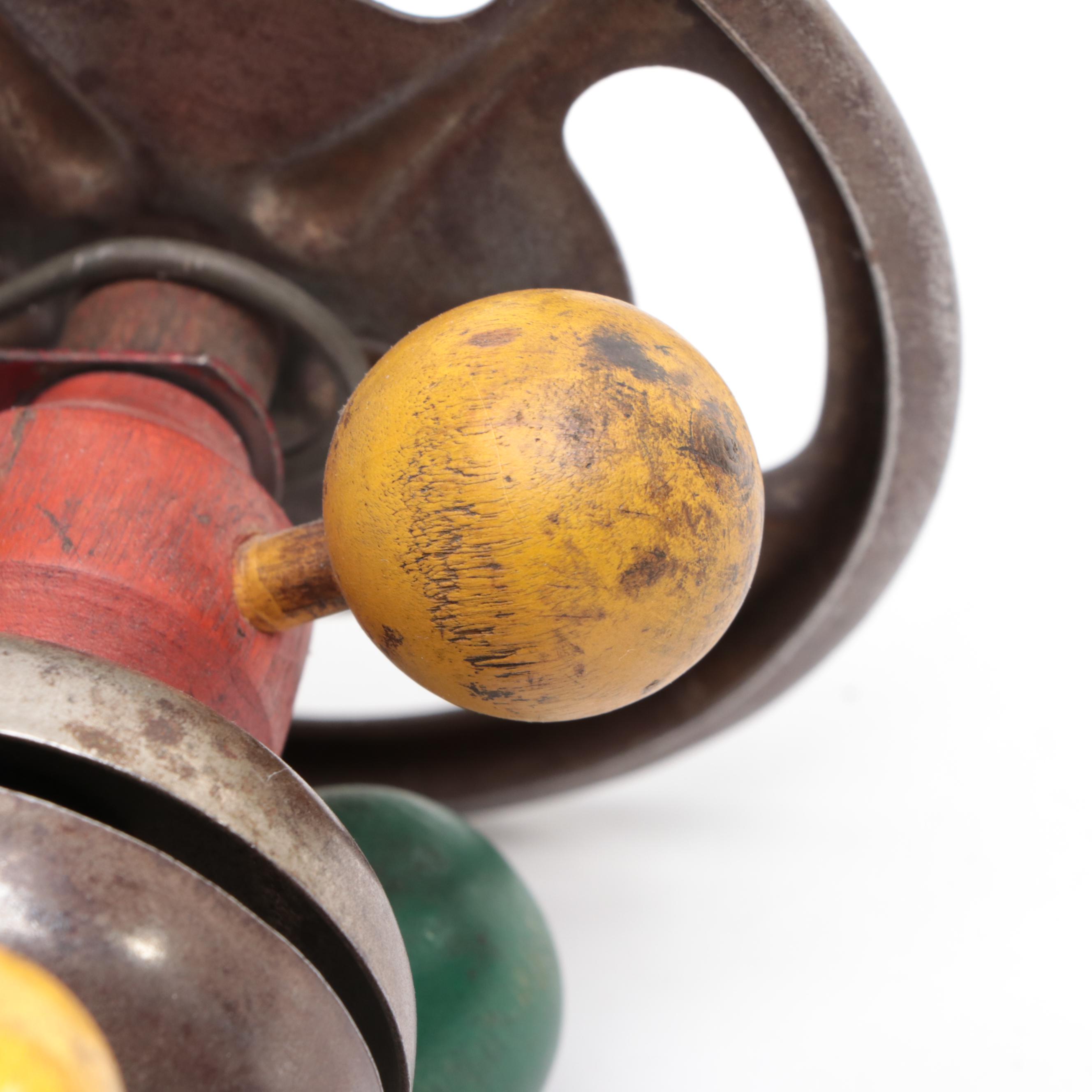 Metal and Wood Noise Maker Pull Toy, Early to Mid-20th Century
