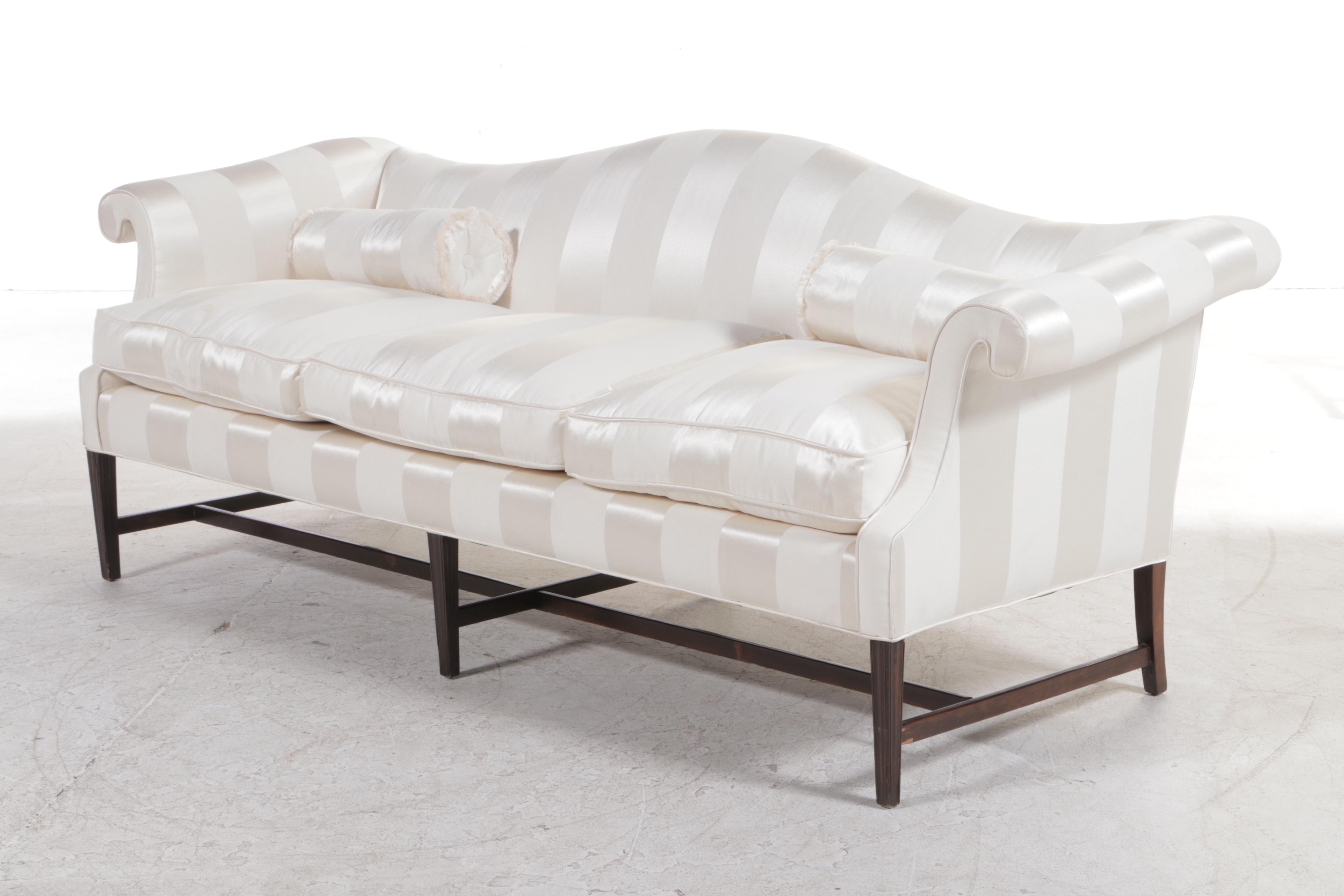 Federal Style Custom-Upholstered Camel-Back Sofa