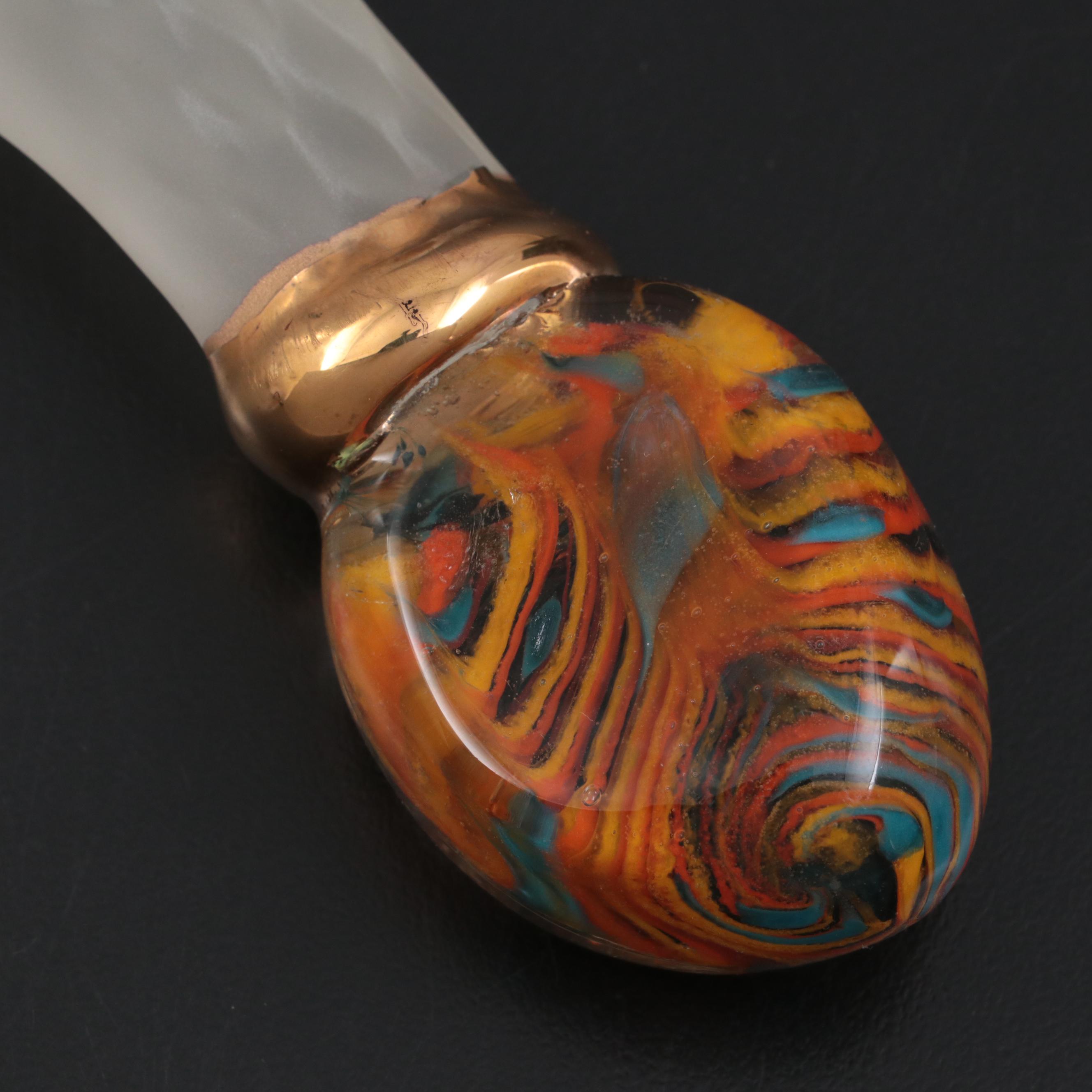 Studio Art Glass Etched Omega Psi Phi Lightning Bolt Spear Head