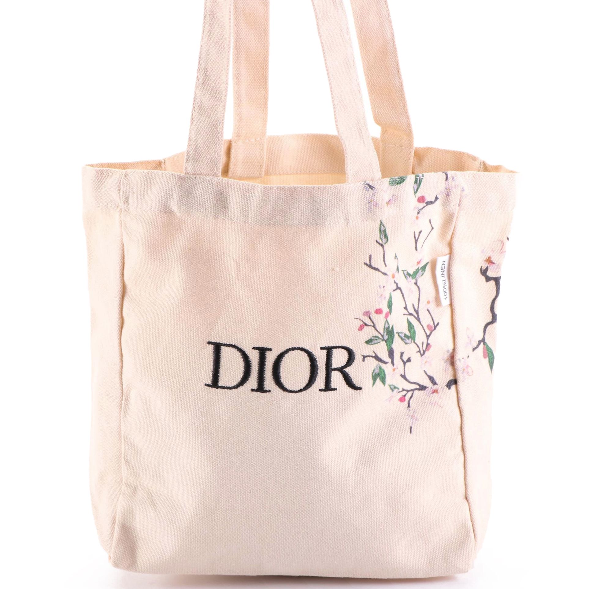 Christian Dior Promotional Small Tote in Linen Cherry Blossom Print